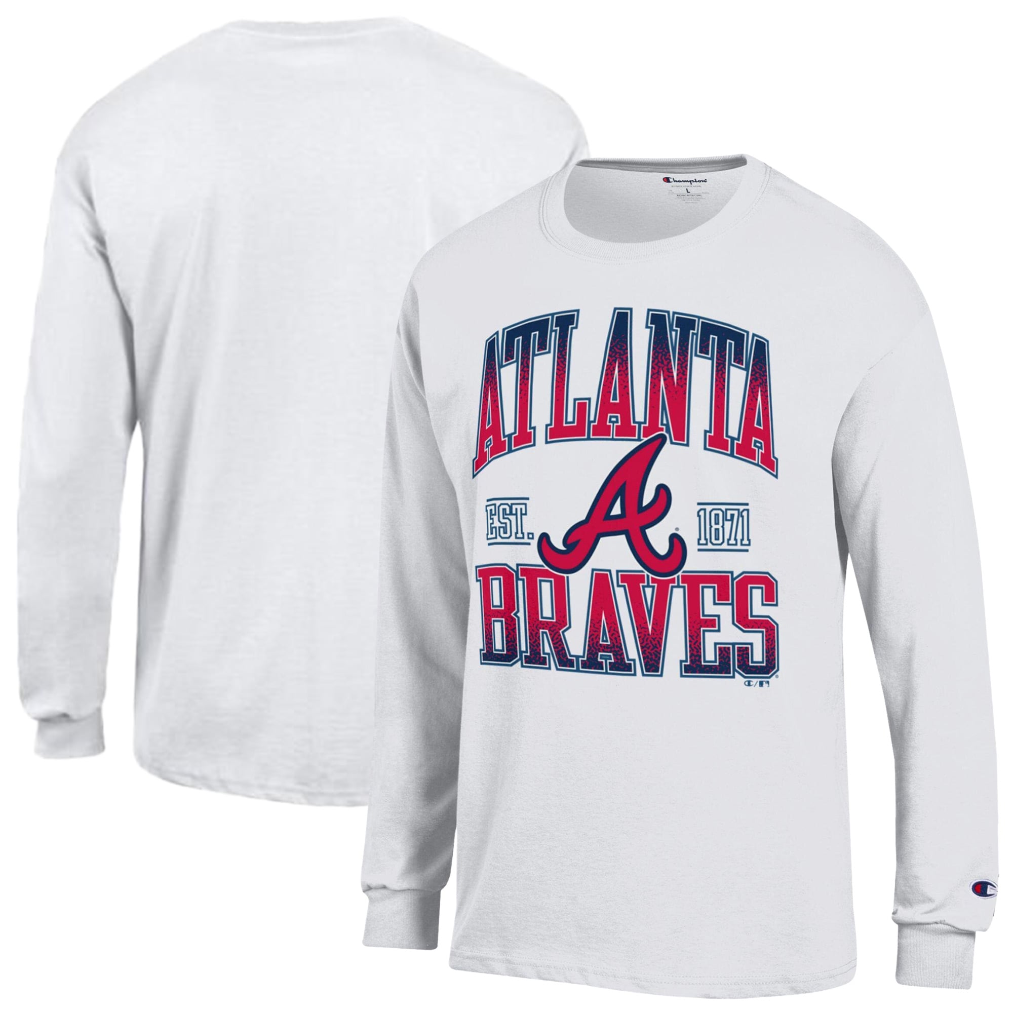 Men's Champion White Atlanta Braves Jersey Long Sleeve T-Shirt