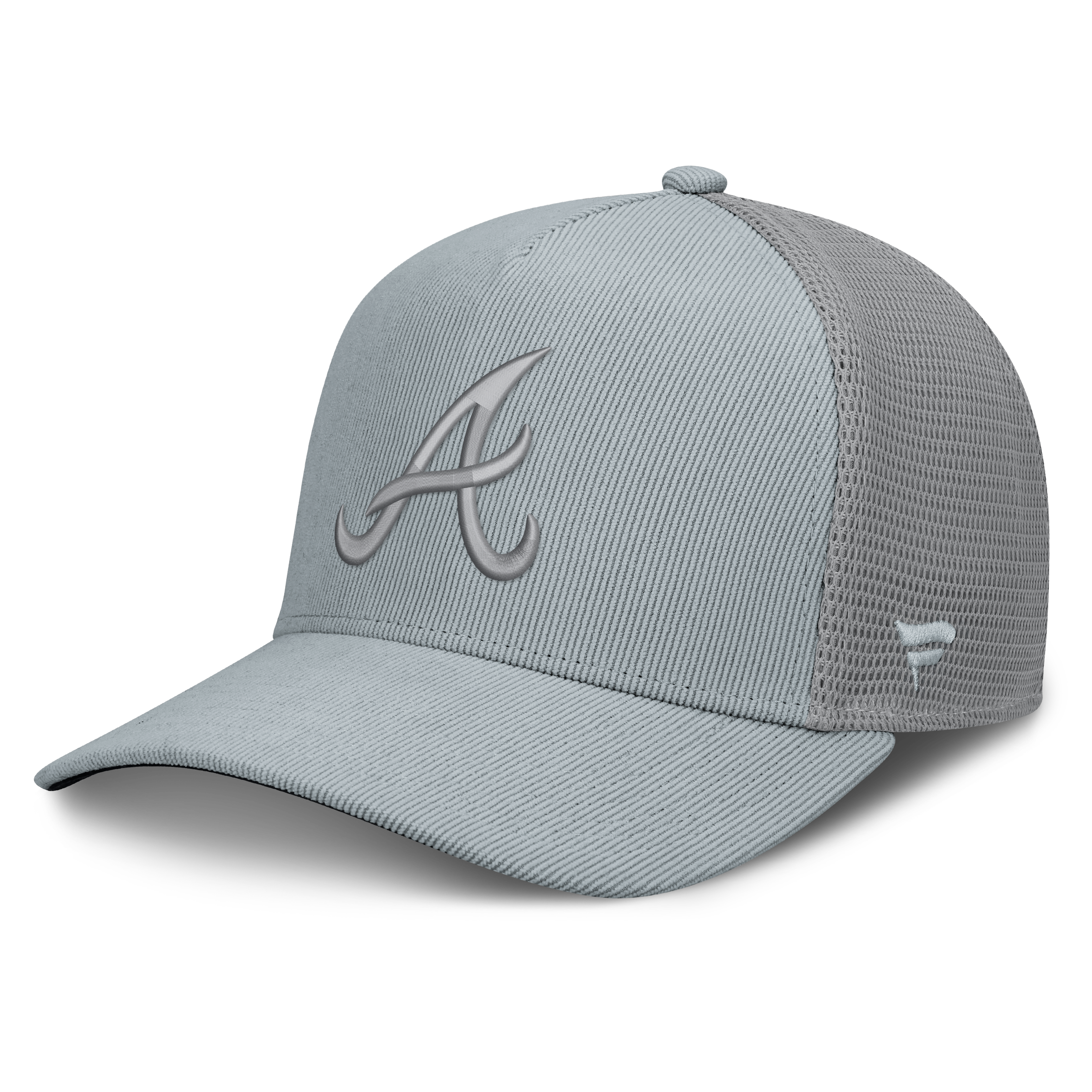 Men's Fanatics Gray Atlanta Braves Corduroy Relief Trucker Adjustable Hat