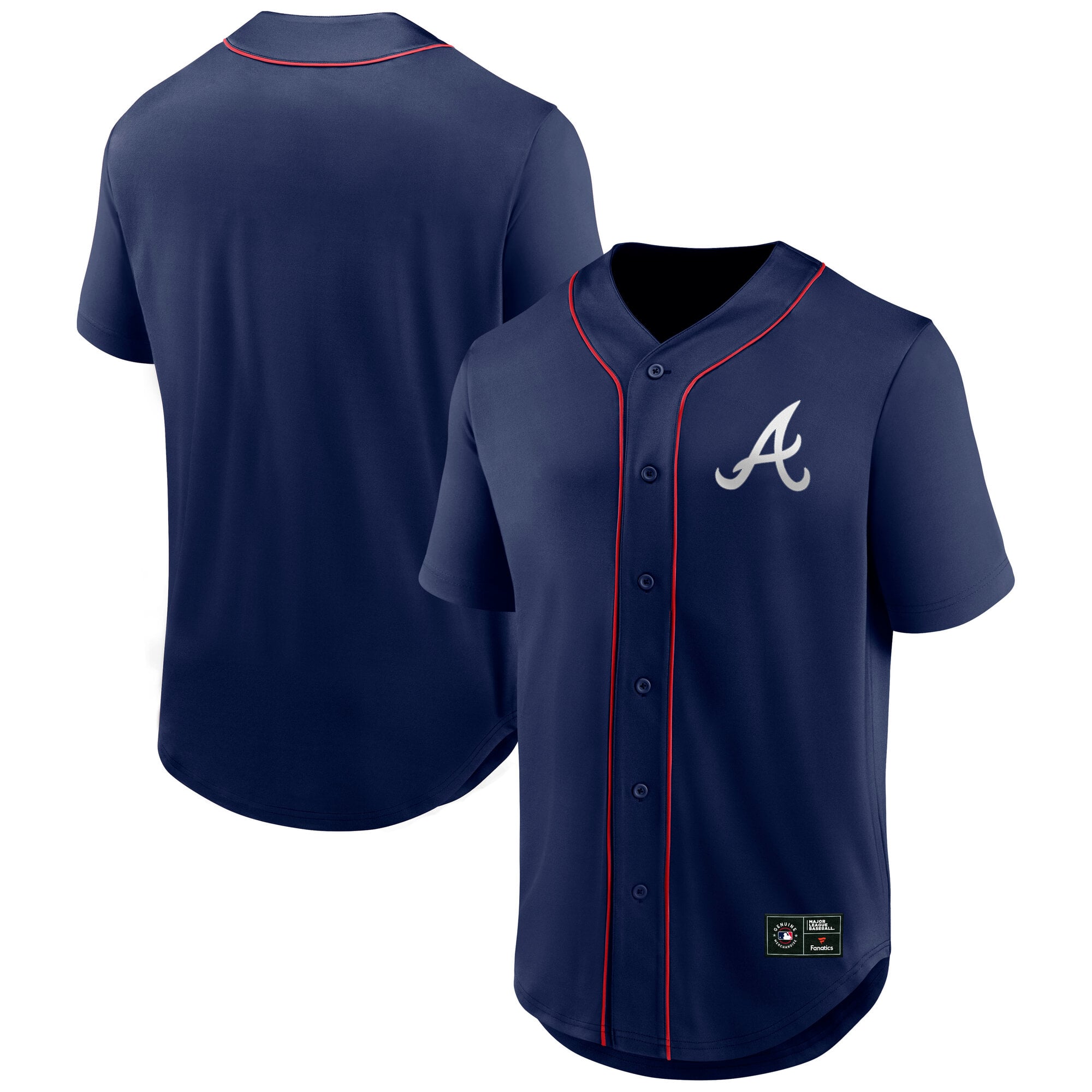 Men's Fanatics  Navy Atlanta Braves Franchise Button-Up Fashion Top