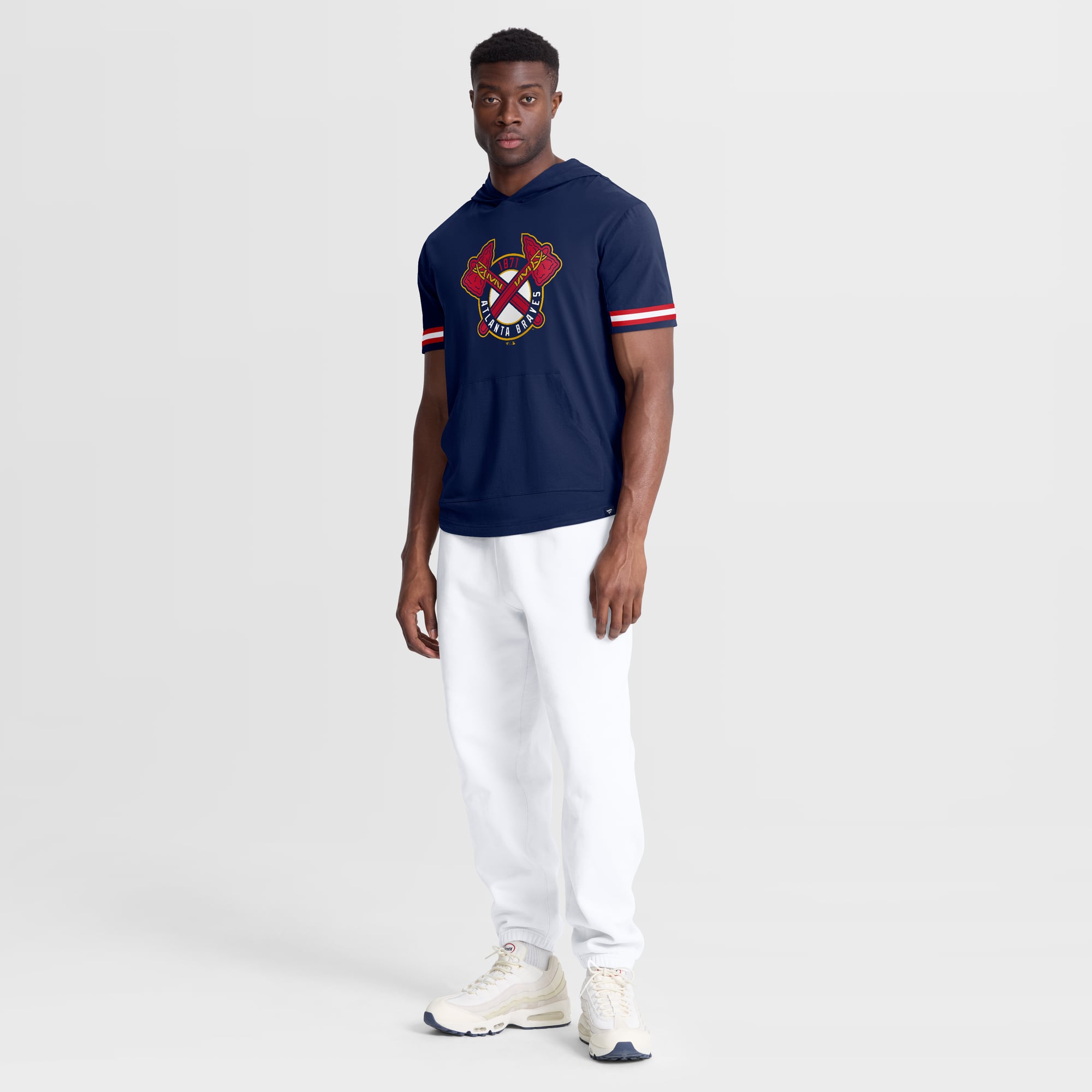 Men's Fanatics Navy Atlanta Braves Optimal Play Hooded T-Shirt