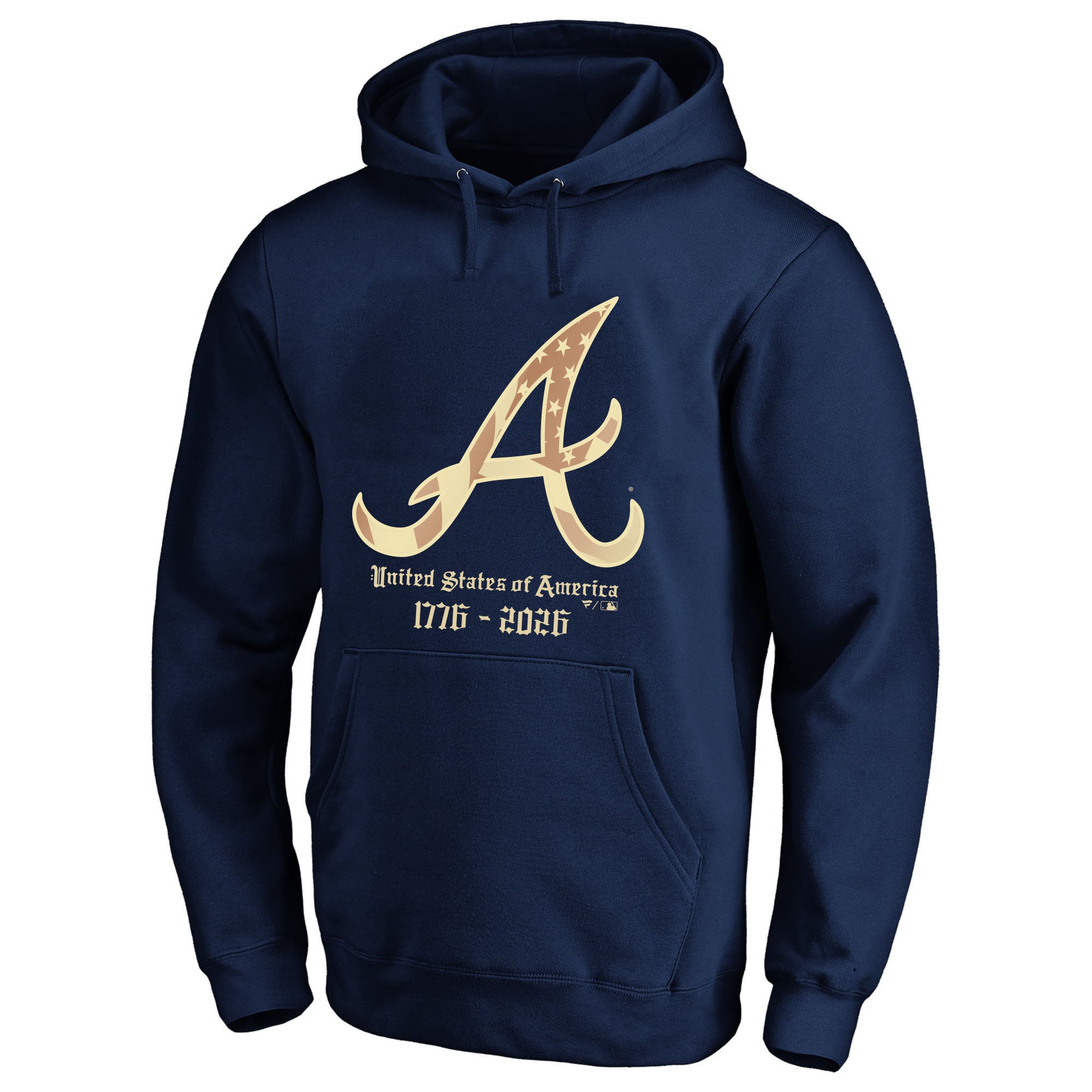 Sweat à capuche Fanatics bleu marine Atlanta Braves USA 1776-2026 pour homme, grandes tailles