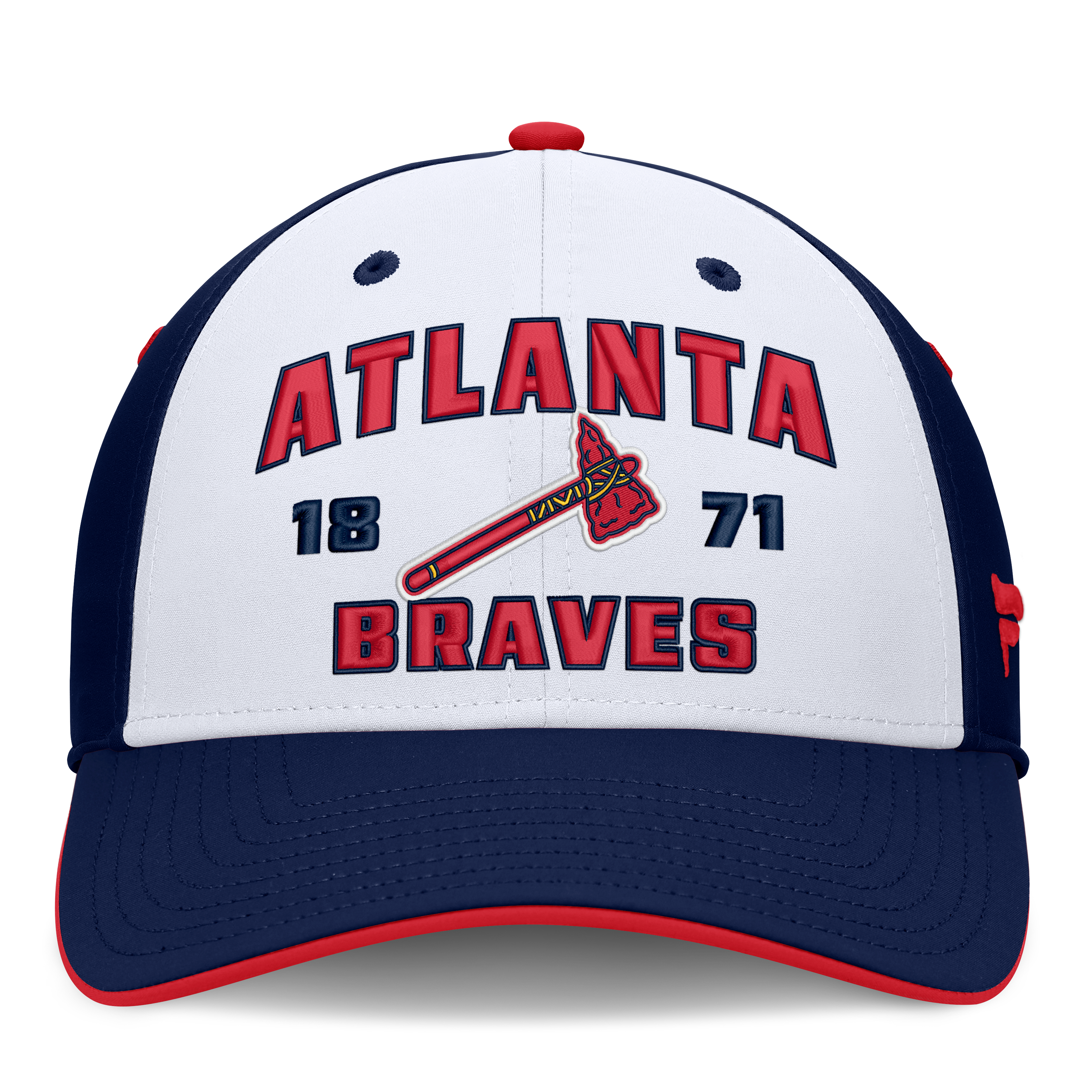 Casquette structurée Jammed Flex Fanatics marine/blanche Atlanta Braves pour homme