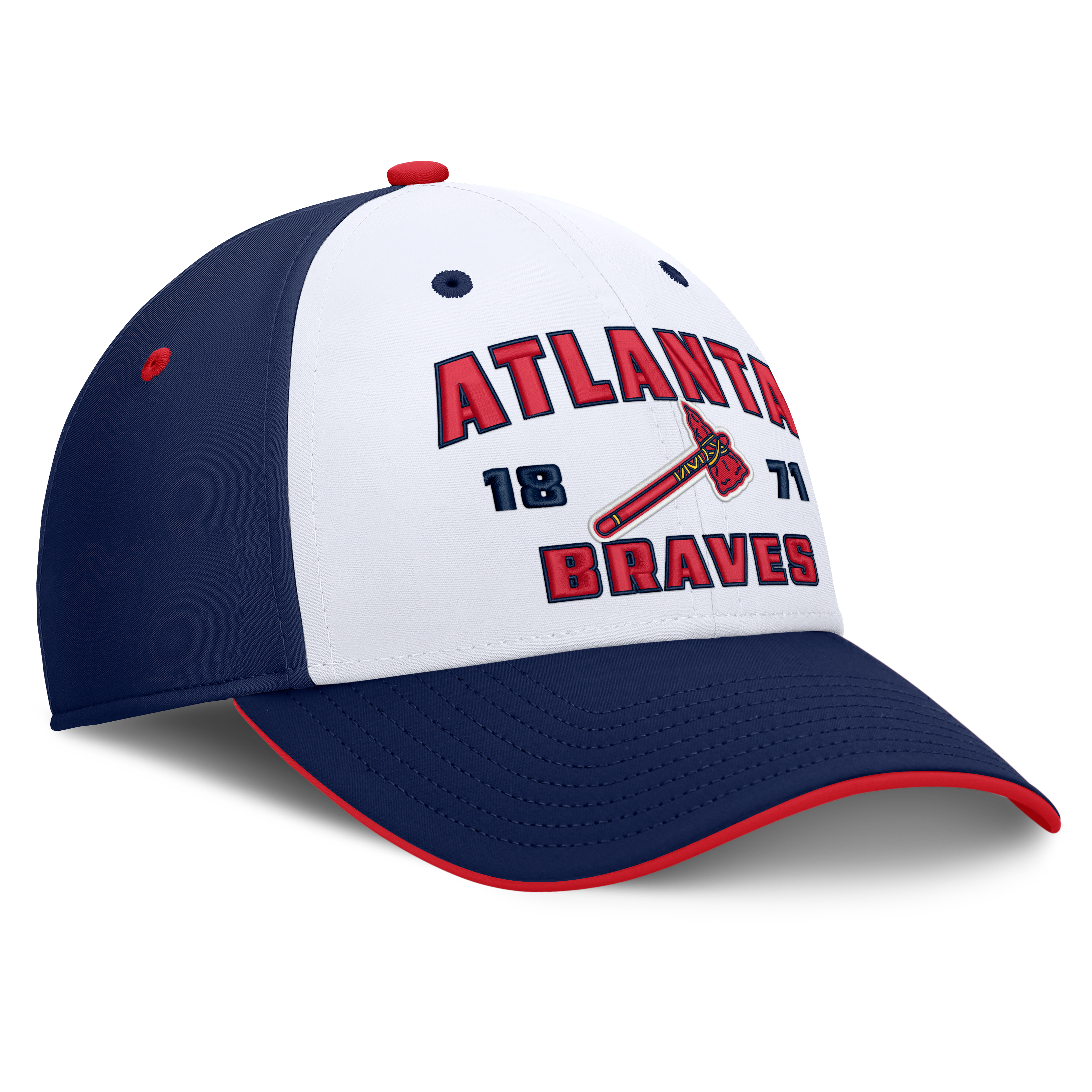 Casquette structurée Jammed Flex Fanatics marine/blanche Atlanta Braves pour homme