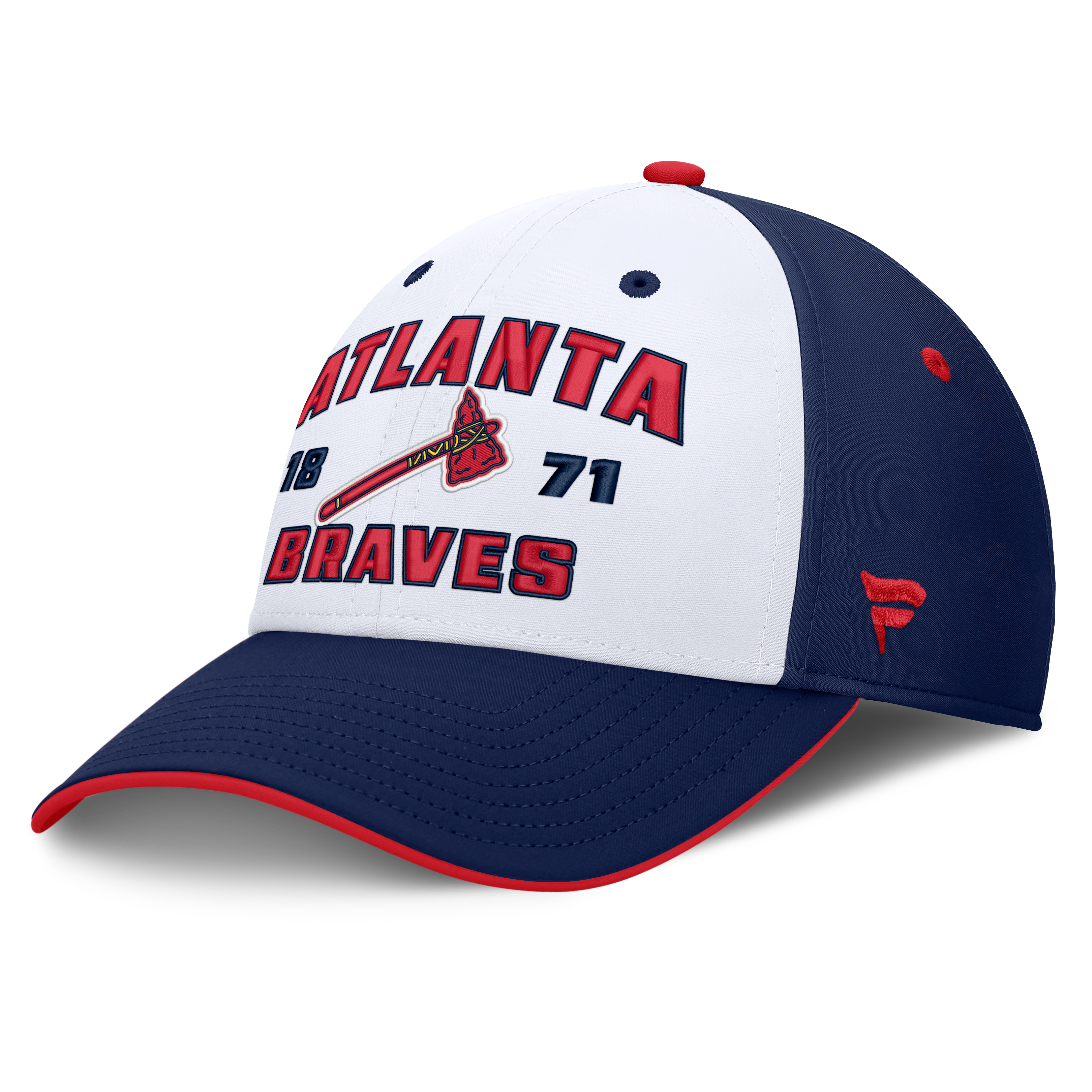 Casquette structurée Jammed Flex Fanatics marine/blanche Atlanta Braves pour homme