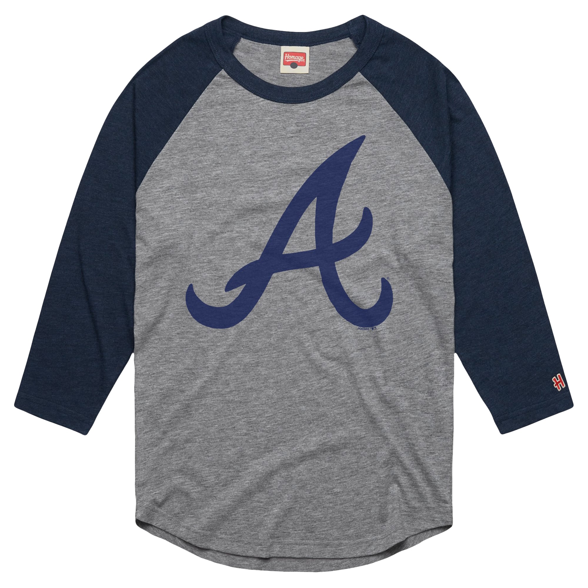 Men's Homage Gray Atlanta Braves Raglan Tri-Blend 3/4-Sleeve T-Shirt