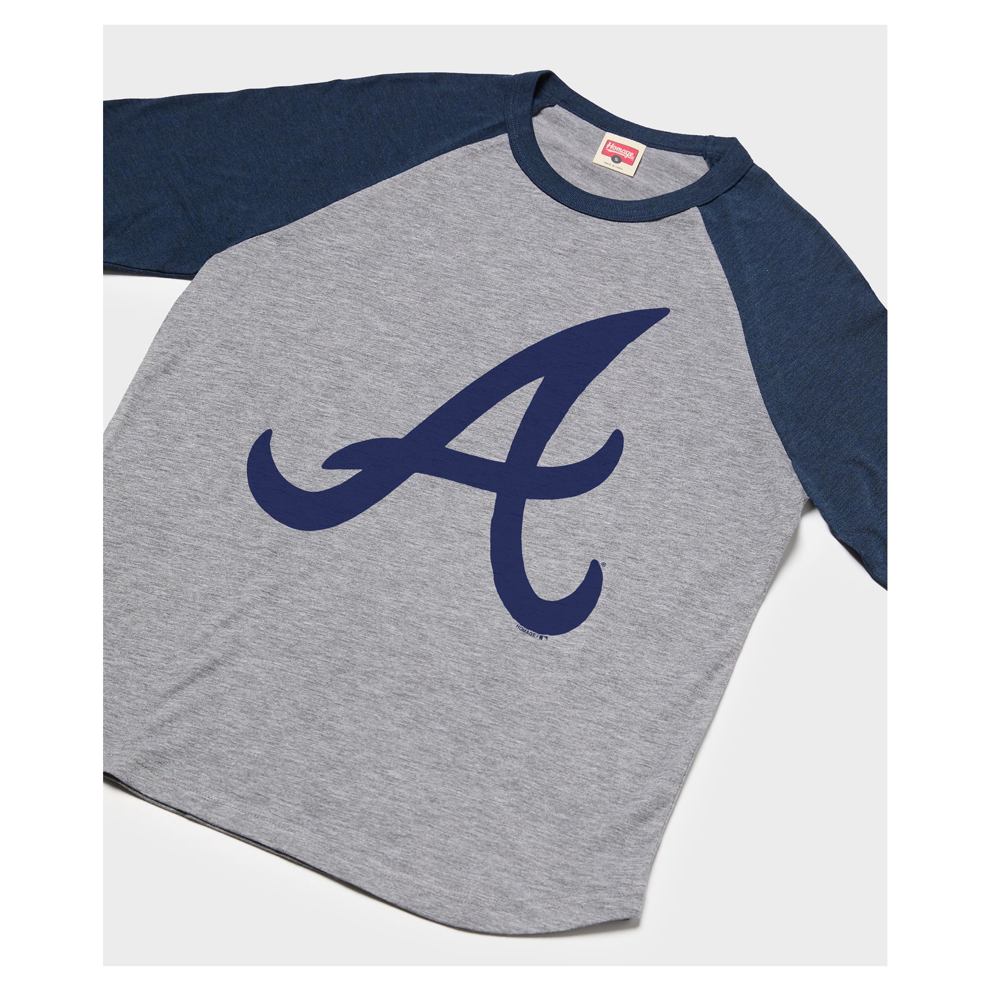 Men's Homage Gray Atlanta Braves Raglan Tri-Blend 3/4-Sleeve T-Shirt