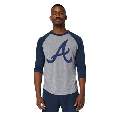 Atlanta Braves Homage Raglan Tri-Blend 3/4-Sleeve T-Shirt - Gray