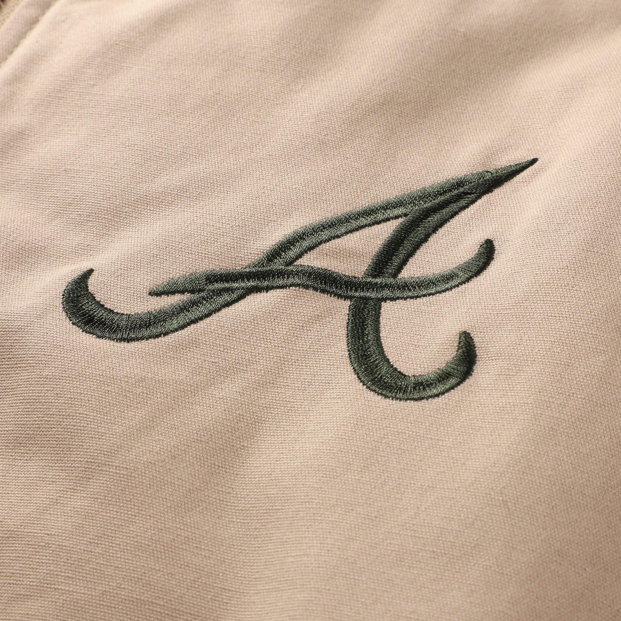 Veste réversible en toile beige/marron à fermeture éclair intégrale pour homme JH Design Atlanta Braves