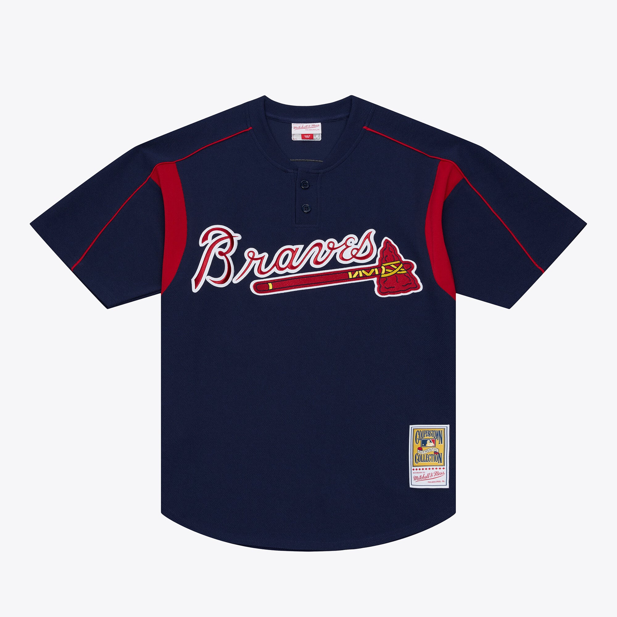 Maillot d'entraînement authentique Mitchell & Ness Andruw Jones bleu marine des Braves d'Atlanta pour homme
