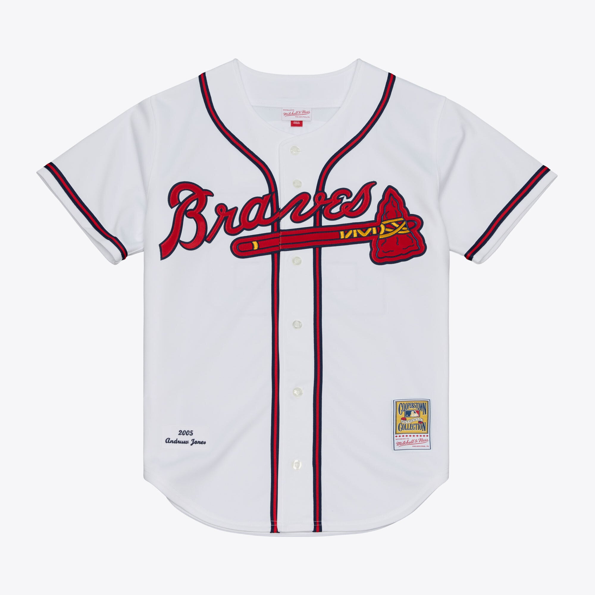 Maillot authentique Mitchell & Ness Andruw Jones blanc des Braves d'Atlanta 2005 pour homme