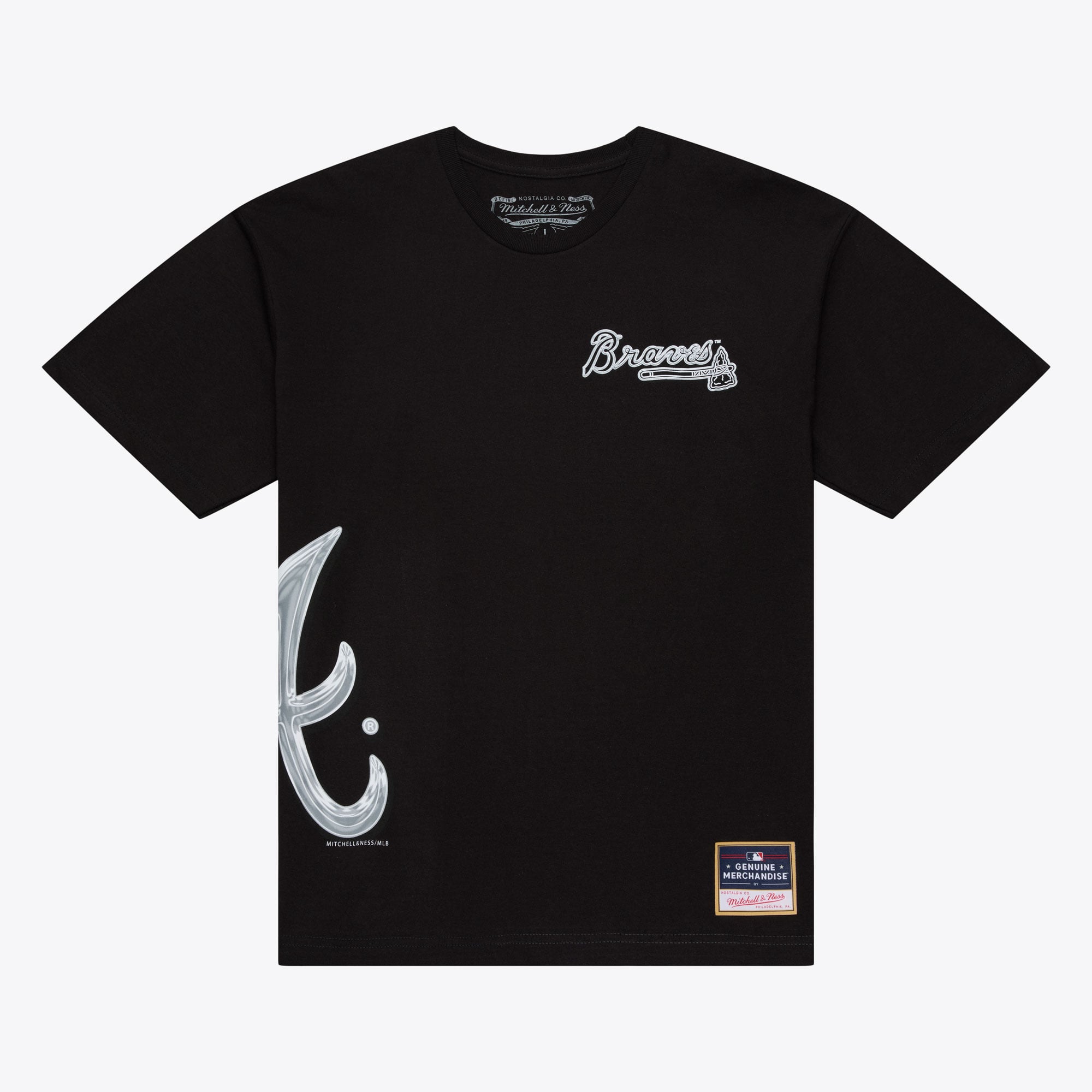 Men's Mitchell & Ness  Black Atlanta Braves Chrome Heritage T-Shirt