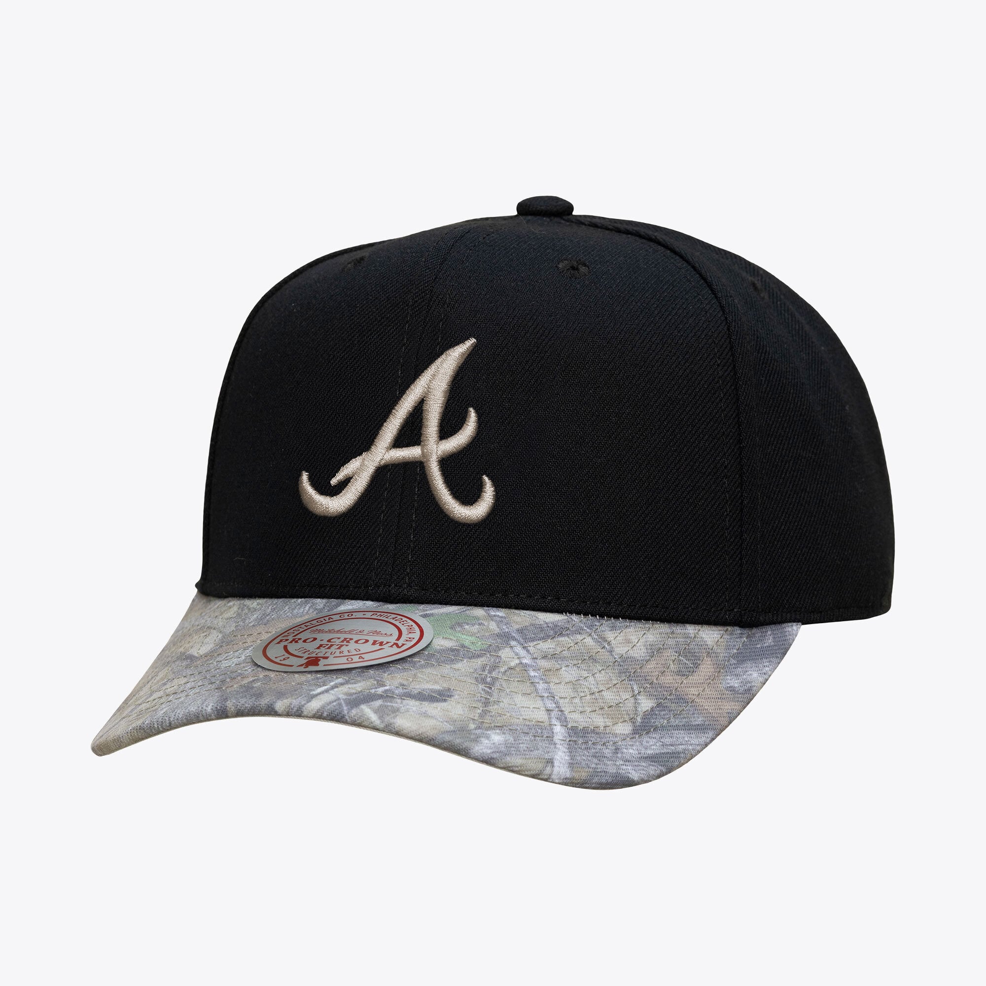 Casquette snapback Mitchell & Ness noire Atlanta Braves Midnight Timber Pro pour homme