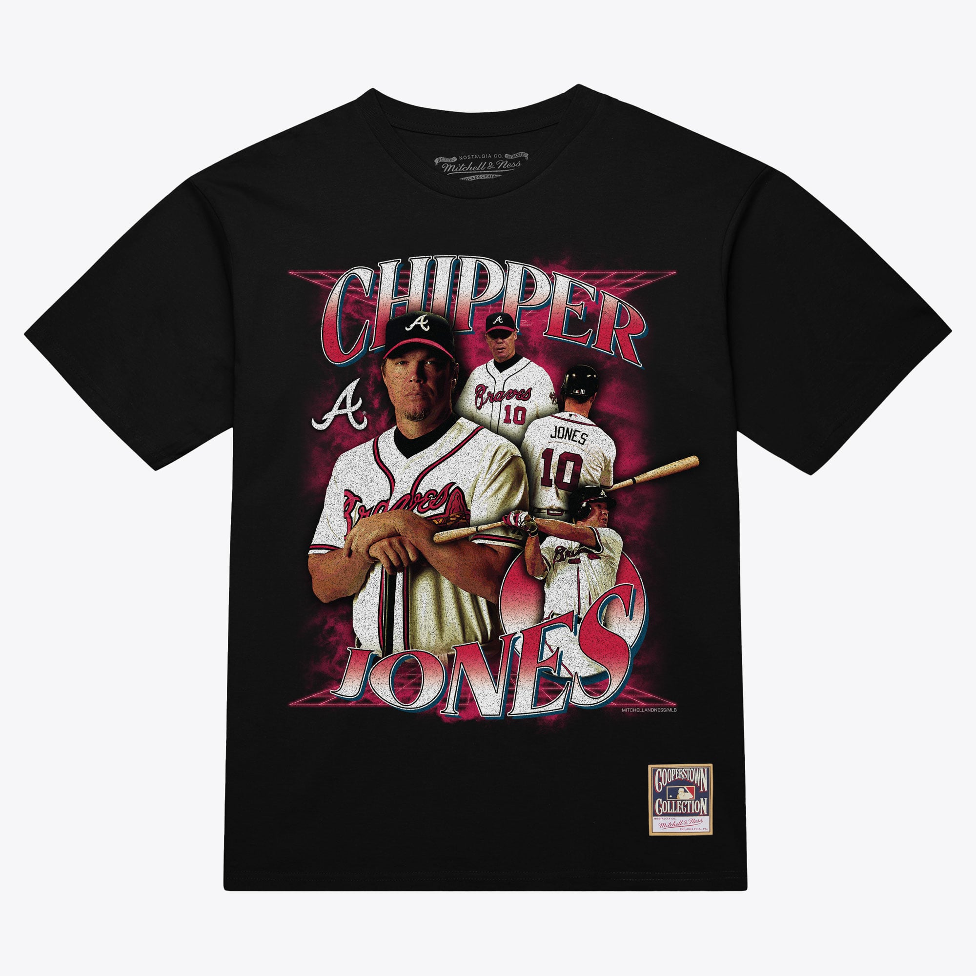 Men's Mitchell & Ness Chipper Jones Black Atlanta Braves Cooperstown Collection Big Tall Legendary Collage Player Graphic T-Shirt
