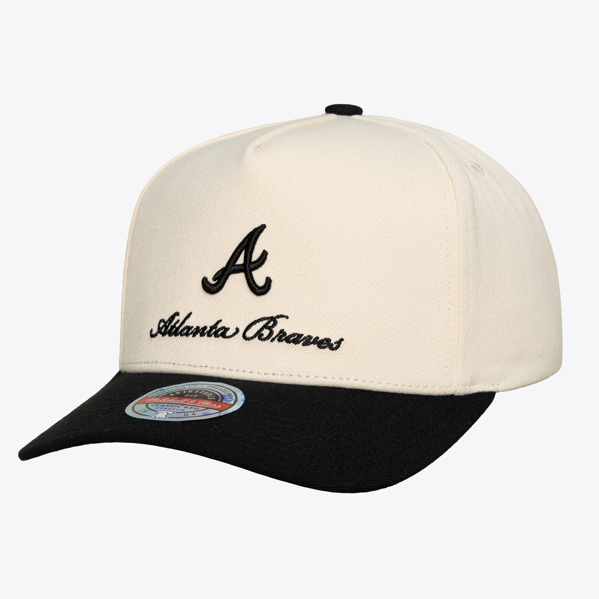Men's Mitchell & Ness Cream/Black Atlanta Braves Flawless Stretch Snapback Hat