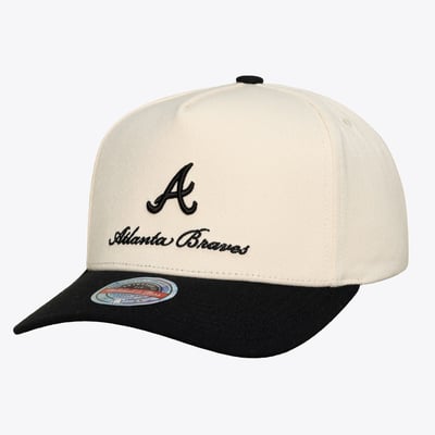  Atlanta Braves Mitchell & Ness Flawless Stretch Snapback Hat - Cream/Black