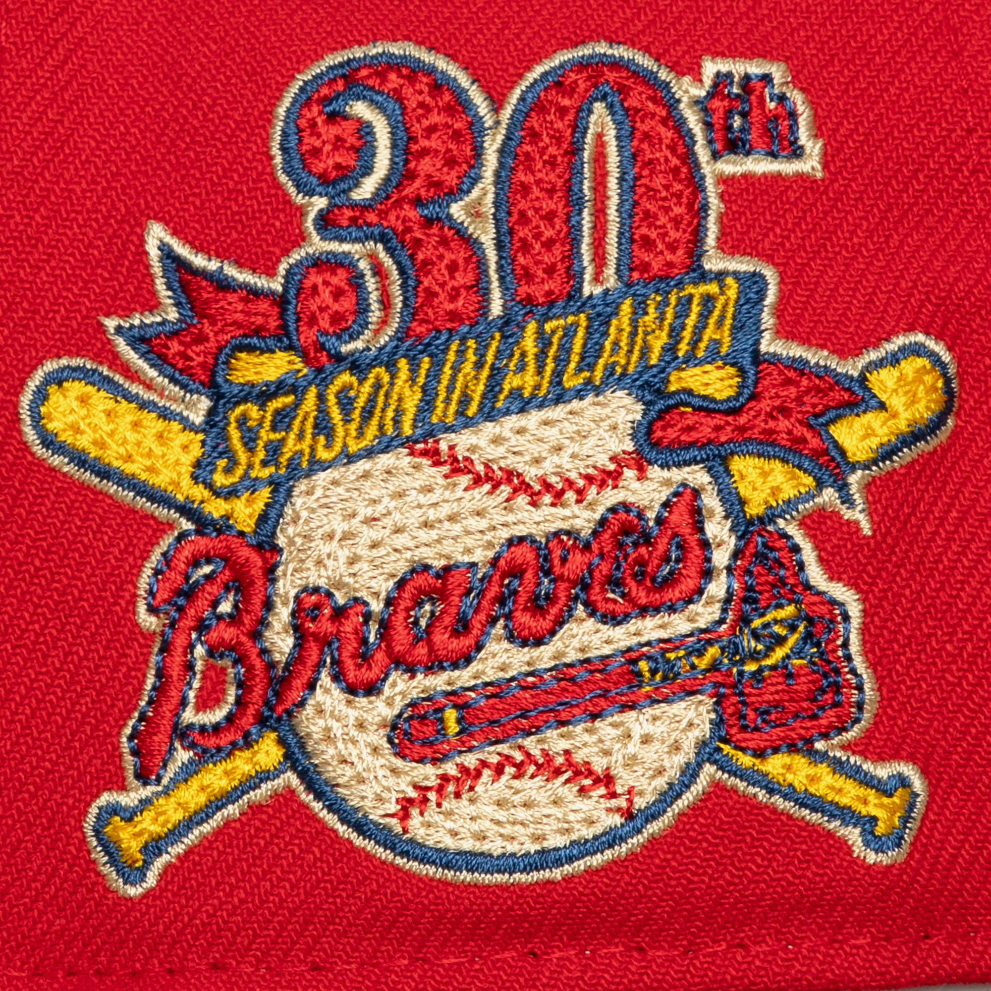 Men's Mitchell & Ness Red Atlanta Braves 30th Season Patch Secondary Pro Snapback Hat