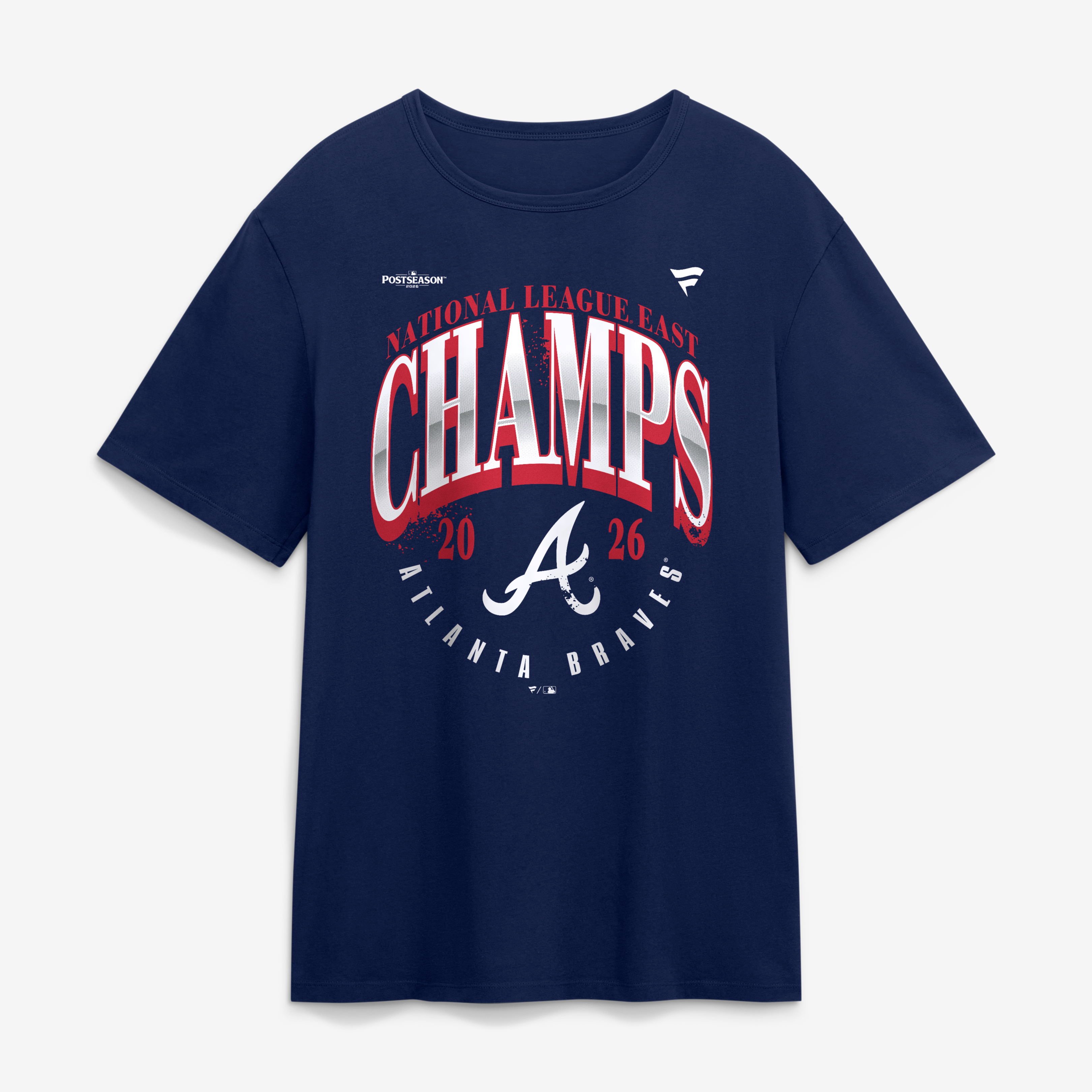 T-shirt homme bleu marine des Braves d'Atlanta, champions de la division Est Ligue nationale 2026