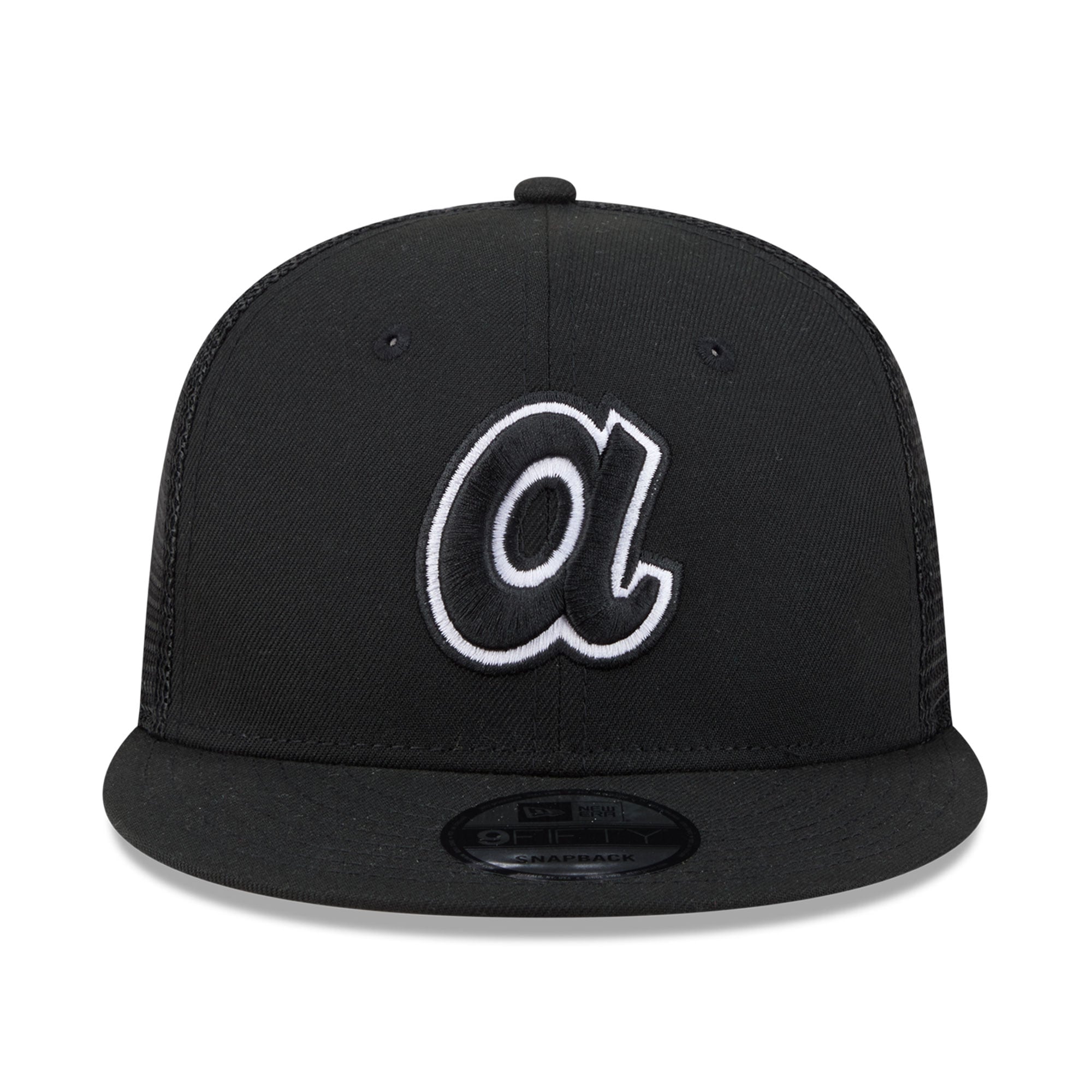 Casquette trucker ajustable New Era 9FIFTY noire Atlanta Braves pour homme