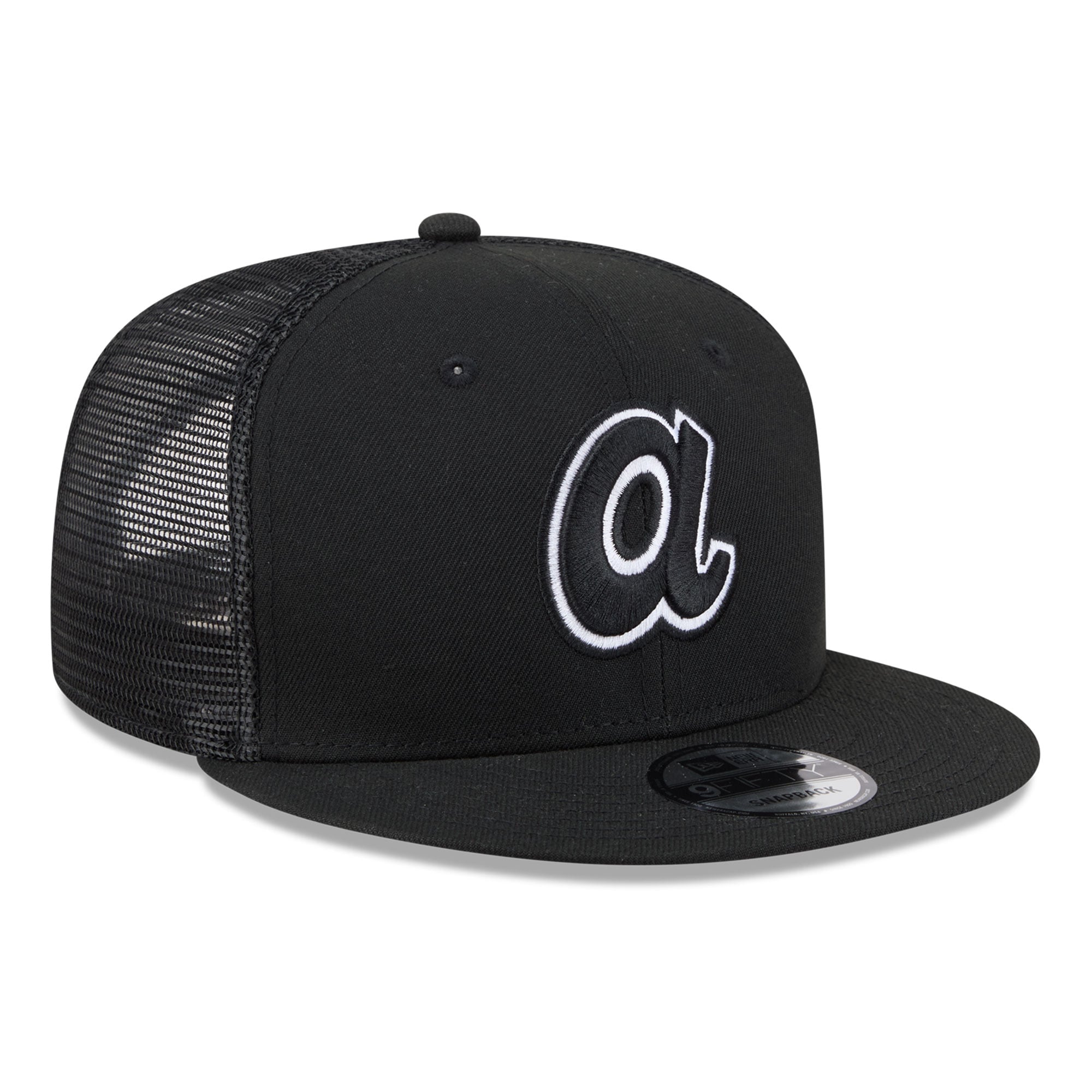 Casquette trucker ajustable New Era 9FIFTY noire Atlanta Braves pour homme