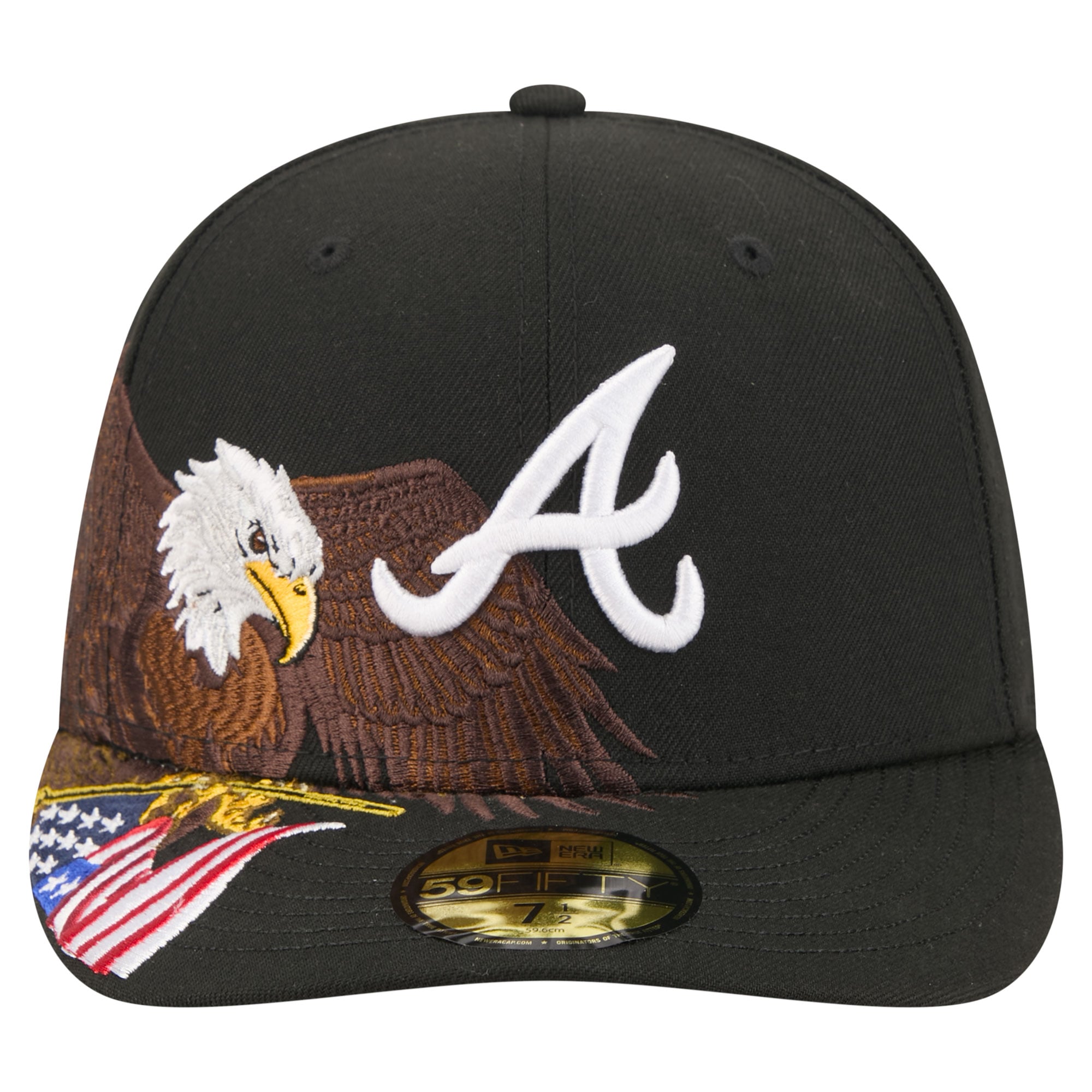 Casquette ajustée New Era 59FIFTY noire pour homme, motif aigle chauve, Atlanta Braves Americana.