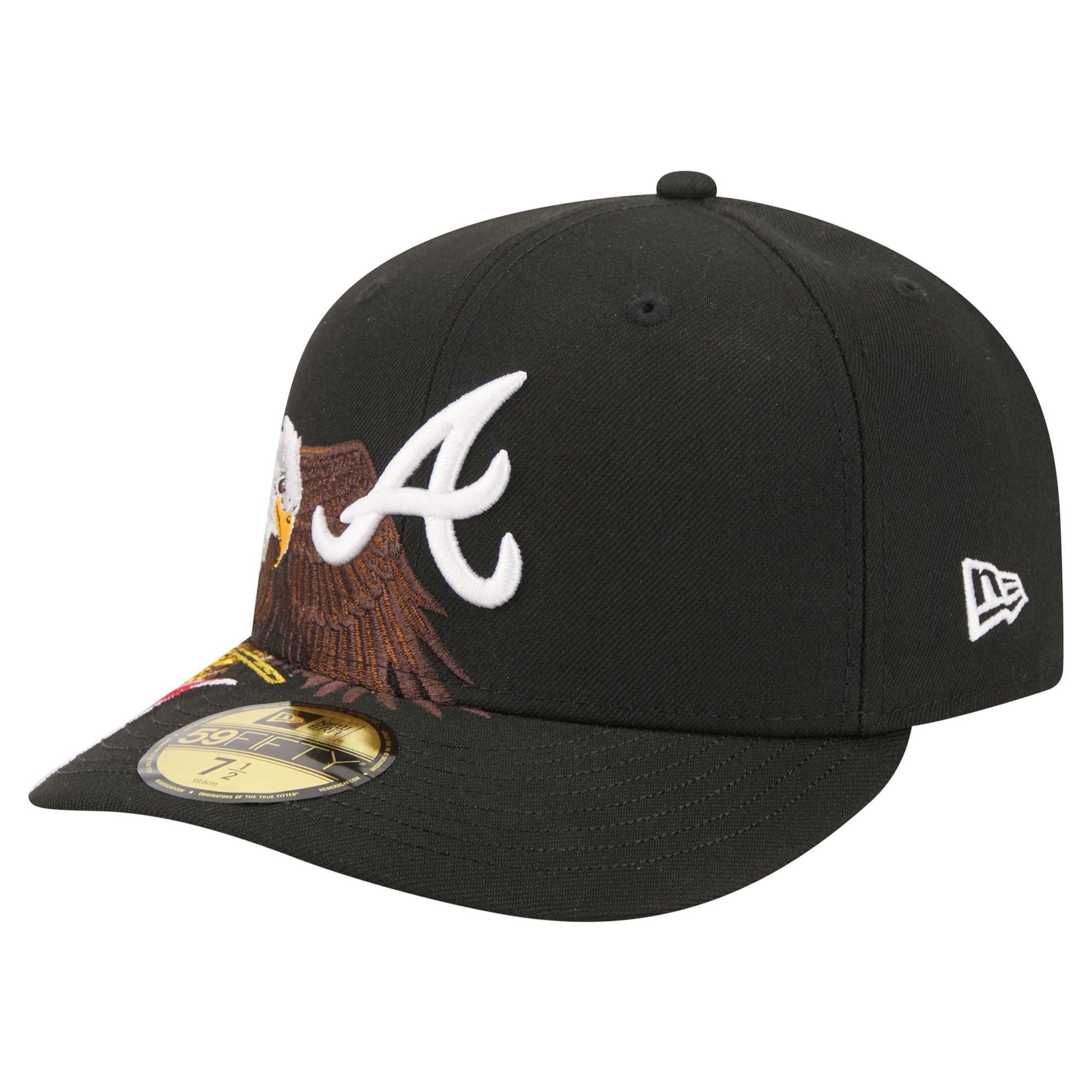 Casquette ajustée New Era 59FIFTY noire pour homme, motif aigle chauve, Atlanta Braves Americana.