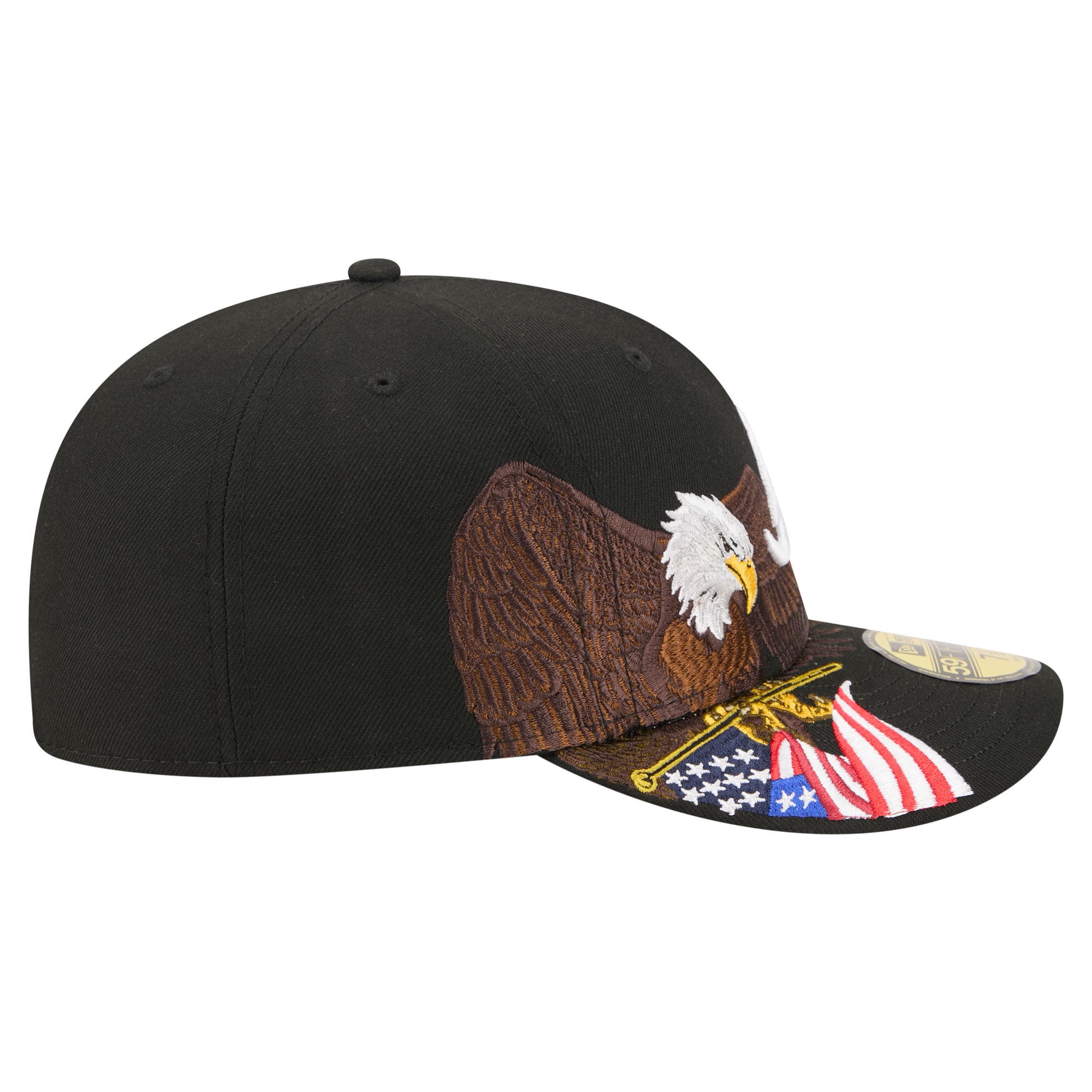 Casquette ajustée New Era 59FIFTY noire pour homme, motif aigle chauve, Atlanta Braves Americana.