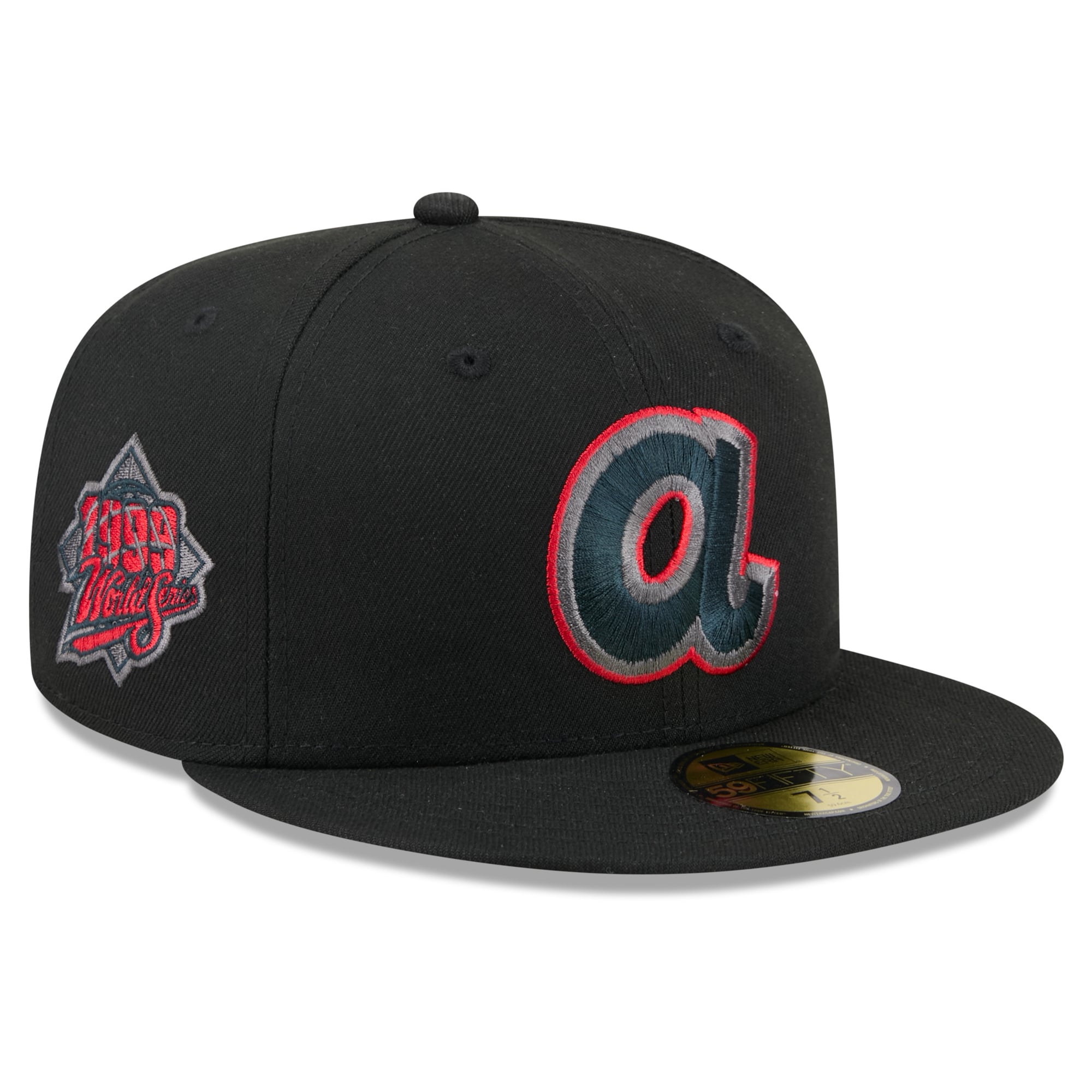 Casquette ajustée New Era 59FIFTY noire pour homme, motif Atlanta Braves.