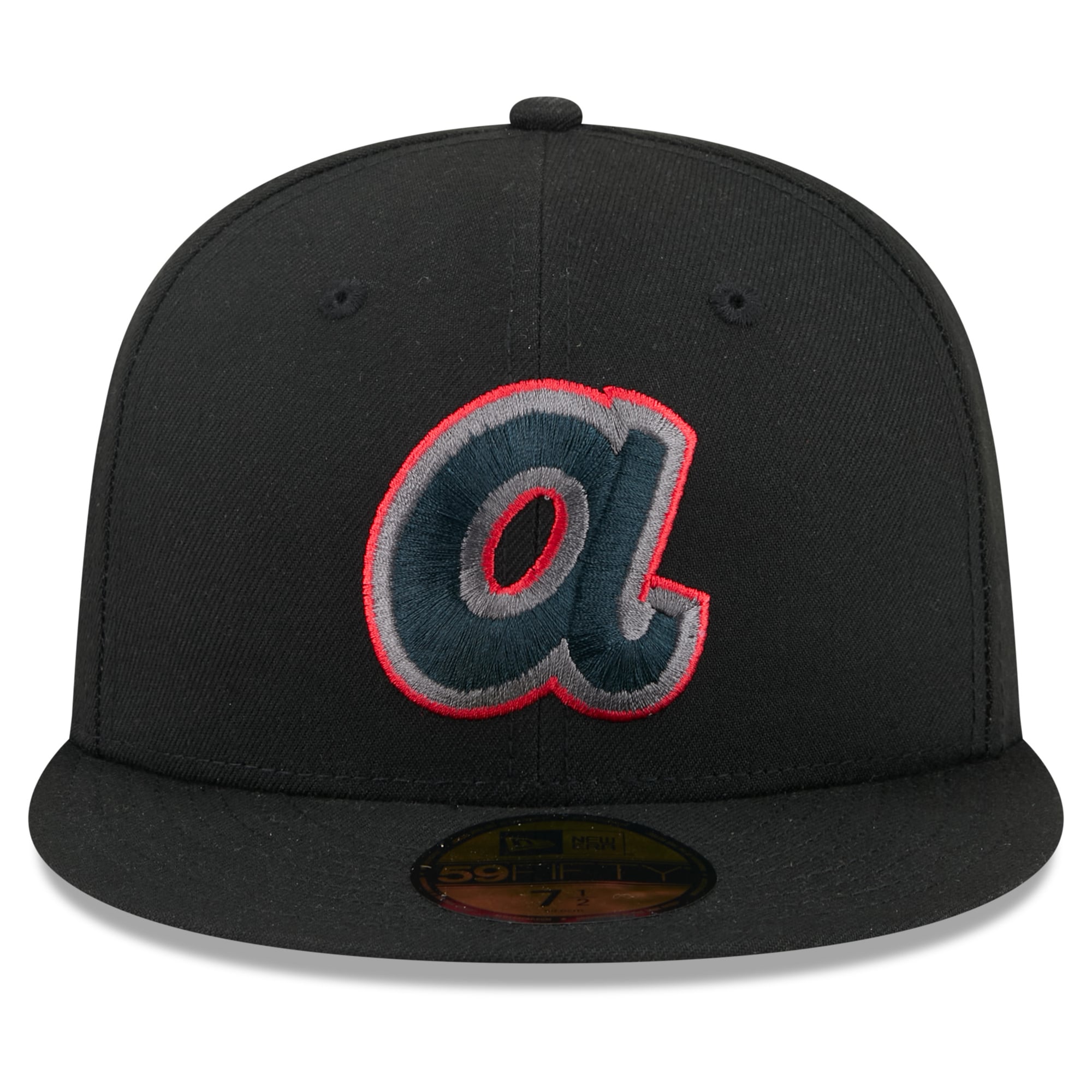 Casquette ajustée New Era 59FIFTY noire pour homme, motif Atlanta Braves.