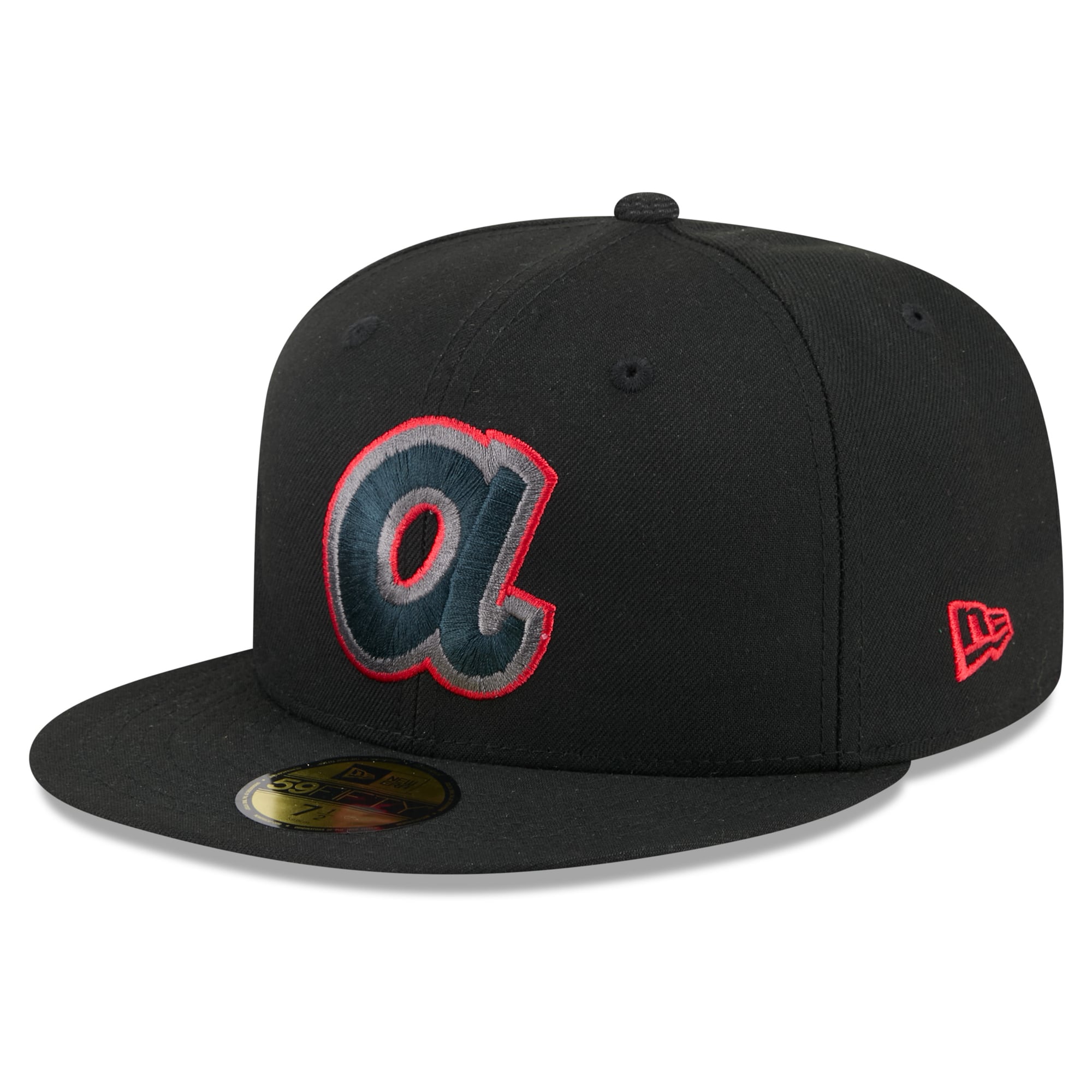 Casquette ajustée New Era 59FIFTY noire pour homme, motif Atlanta Braves.