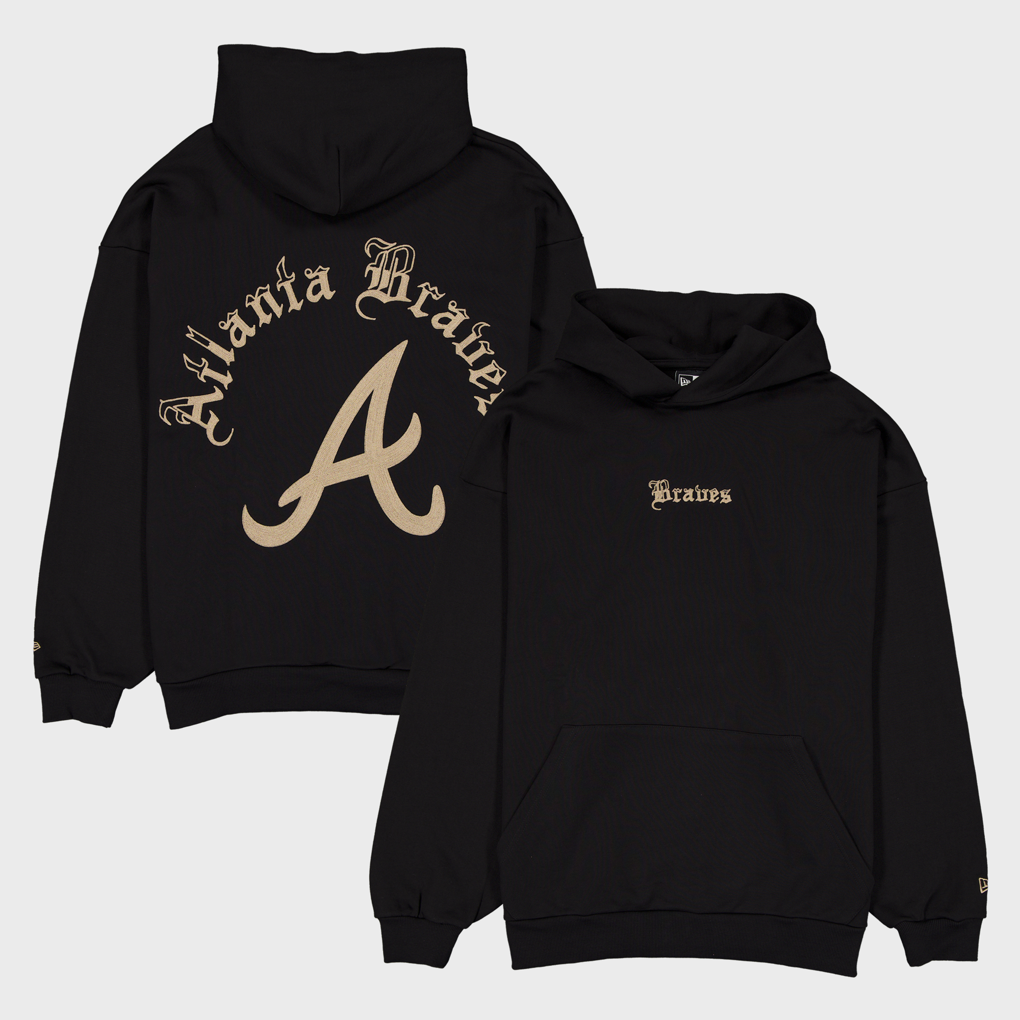 Sweat à capuche New Era noir pour homme, style gothique, avec inscription Heritage des Braves d'Atlanta