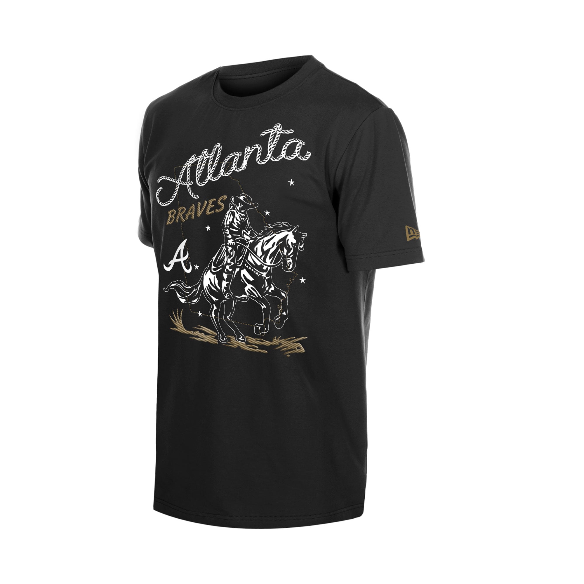 T-shirt New Era noir pour homme, style urbain ranchwear, Atlanta Braves Injection Lifestyle
