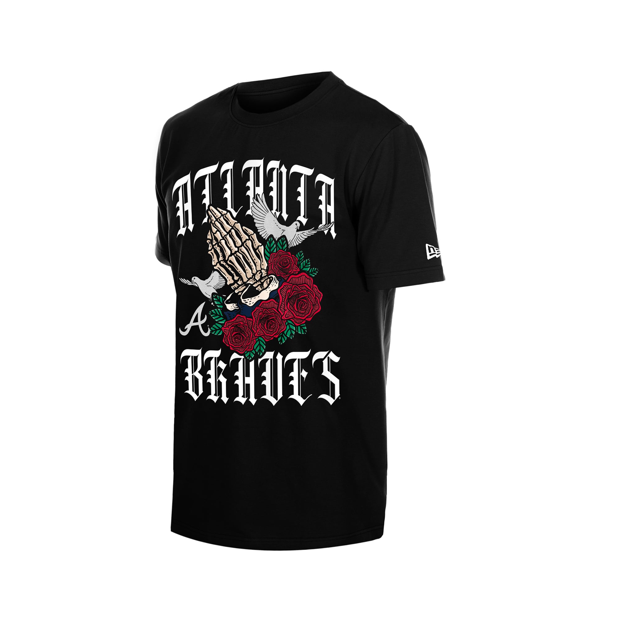 T-shirt New Era noir pour homme, style de vie « Blessed », Atlanta Braves.