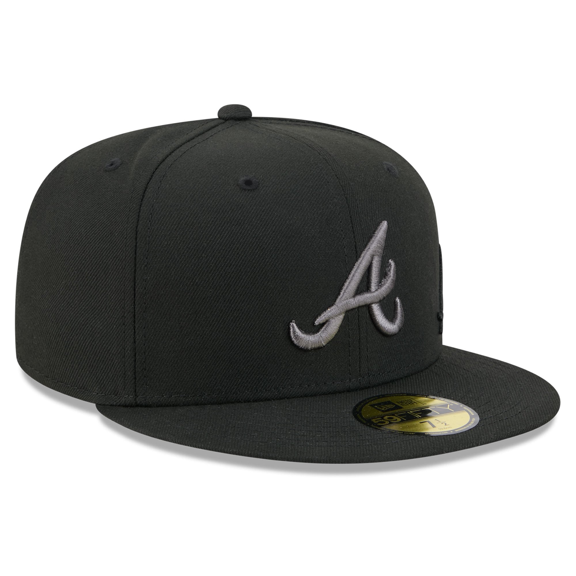 Men's New Era Black Atlanta Braves Side Script 59FIFTY Fitted Hat