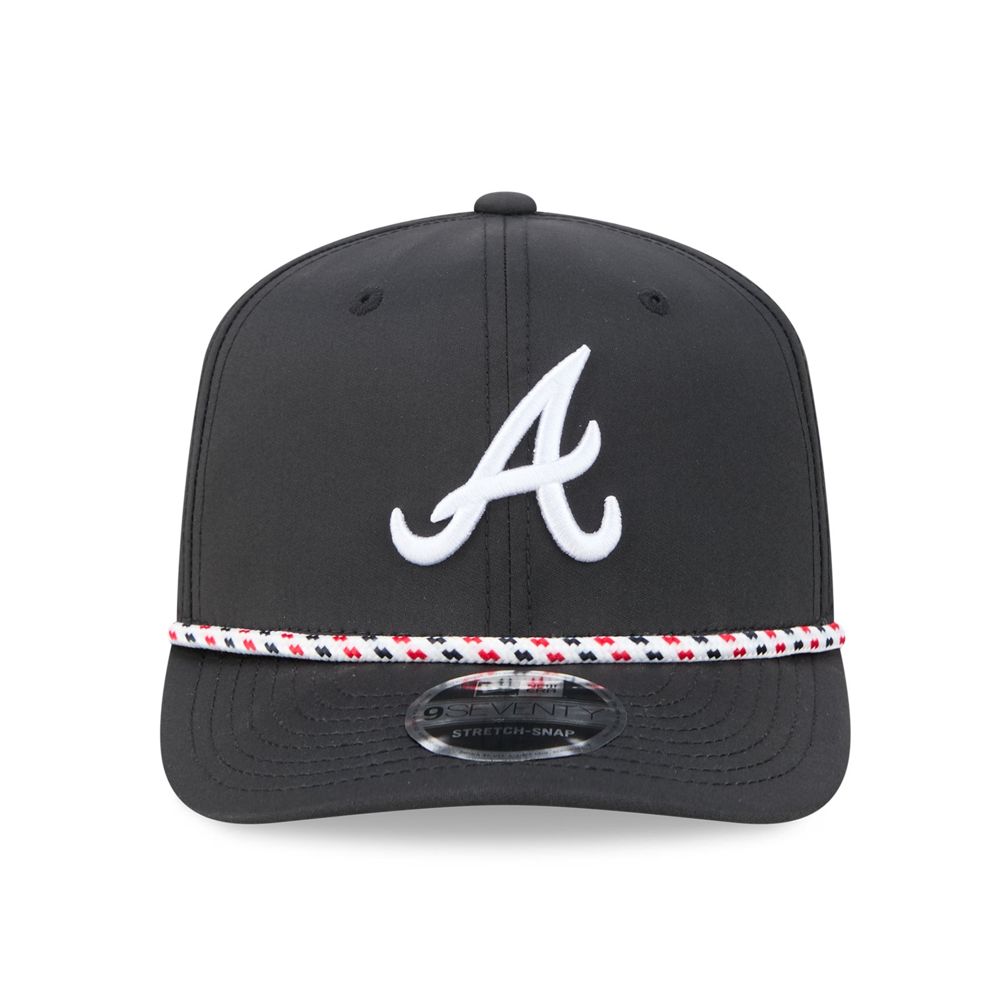 Casquette New Era Atlanta Braves noire pour homme, modèle 9SEVENTY à cordon ajustable.
