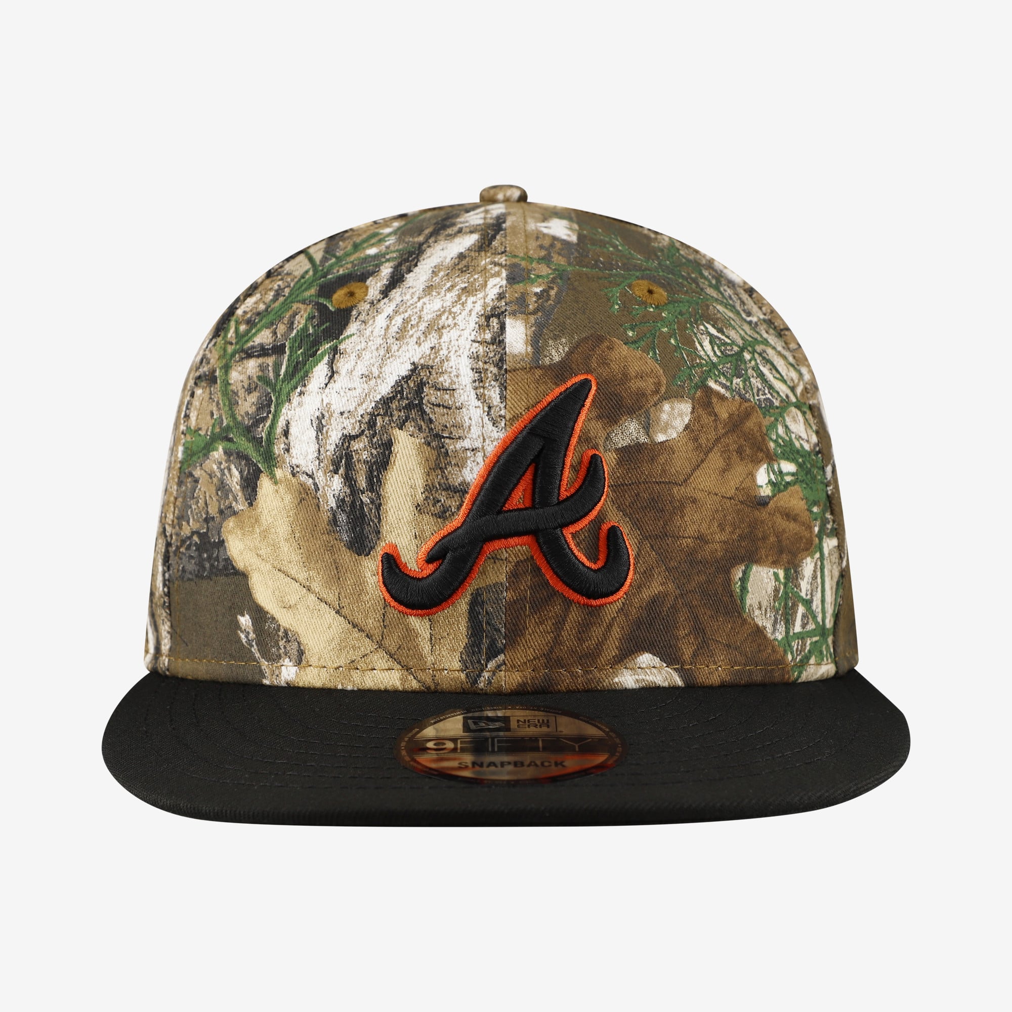 Casquette snapback New Era 9FIFTY pour homme, camouflage Atlanta Braves, Realtree Orange Pop
