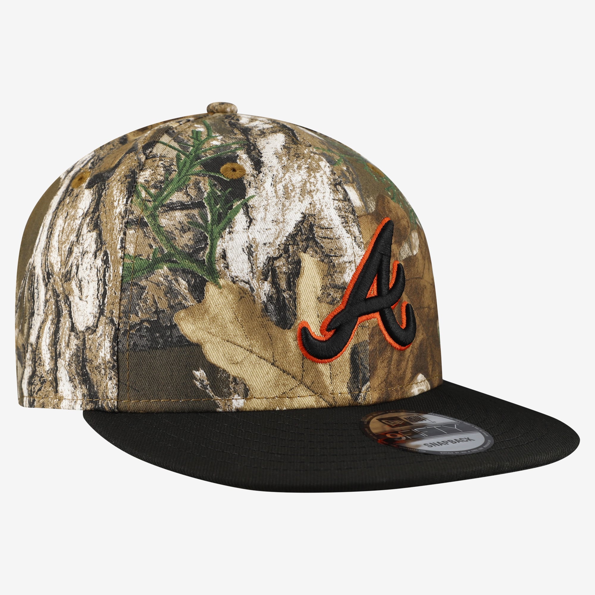 Casquette snapback New Era 9FIFTY pour homme, camouflage Atlanta Braves, Realtree Orange Pop