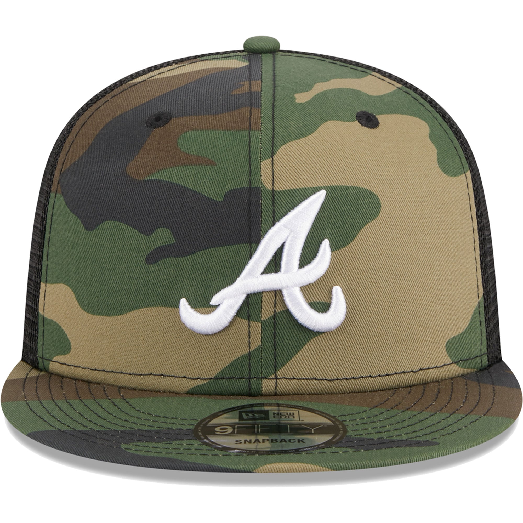Casquette New Era Atlanta Braves Woodland Camo Trucker 9FIFTY Snapback pour homme