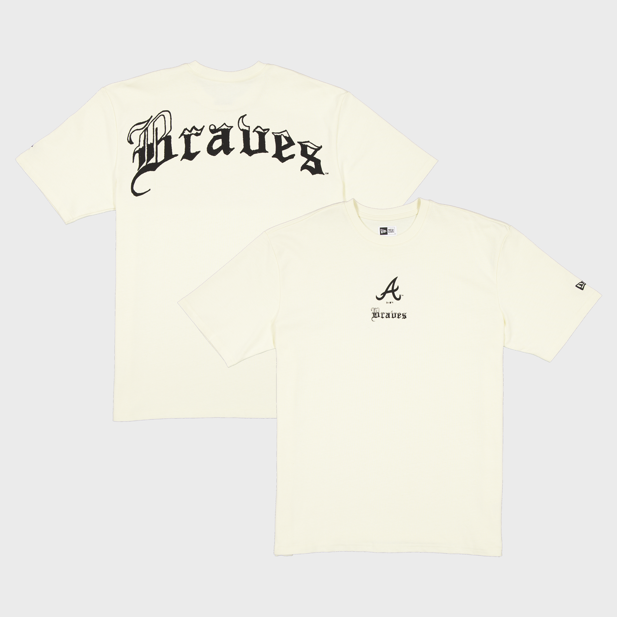 T-shirt New Era crème pour homme, style gothique, Atlanta Braves.