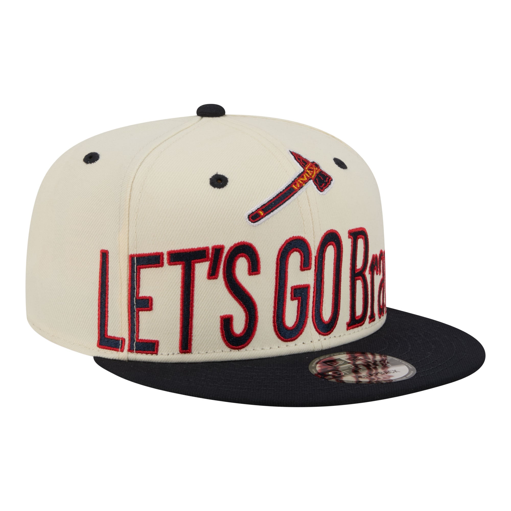 Casquette snapback New Era crème Atlanta Braves oversize pour homme