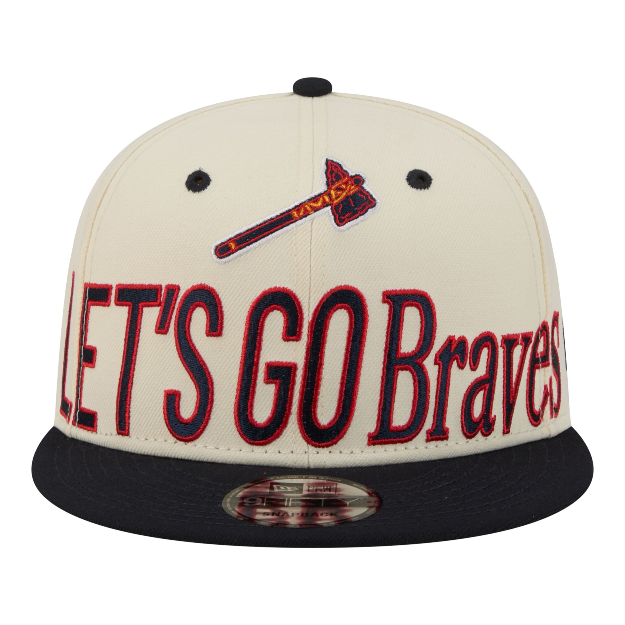 Casquette snapback New Era crème Atlanta Braves oversize pour homme