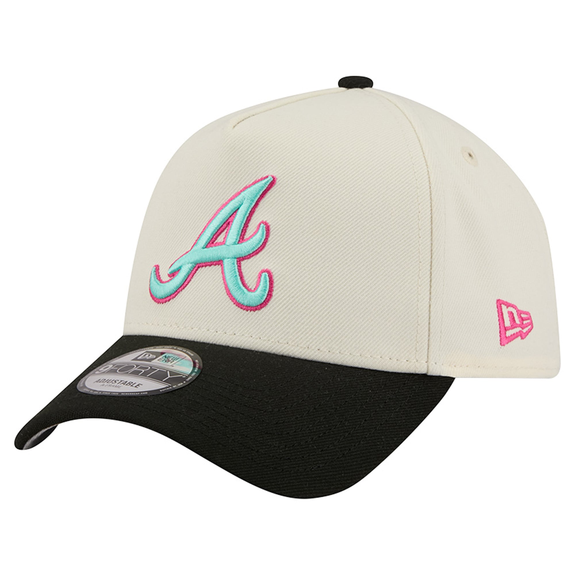 Men's New Era Cream Atlanta Braves Stadium Chrome 9FORTY A-Frame Adjustable Hat