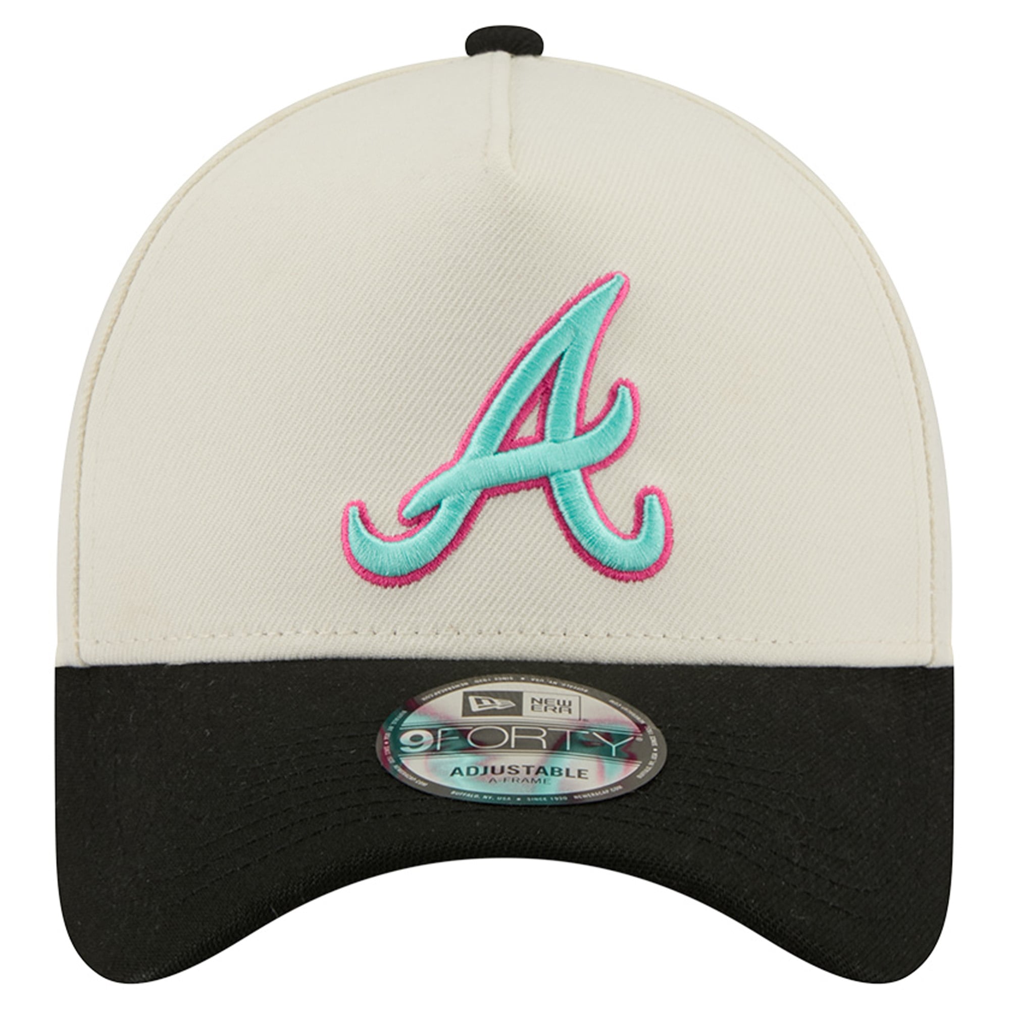 Men's New Era Cream Atlanta Braves Stadium Chrome 9FORTY A-Frame Adjustable Hat