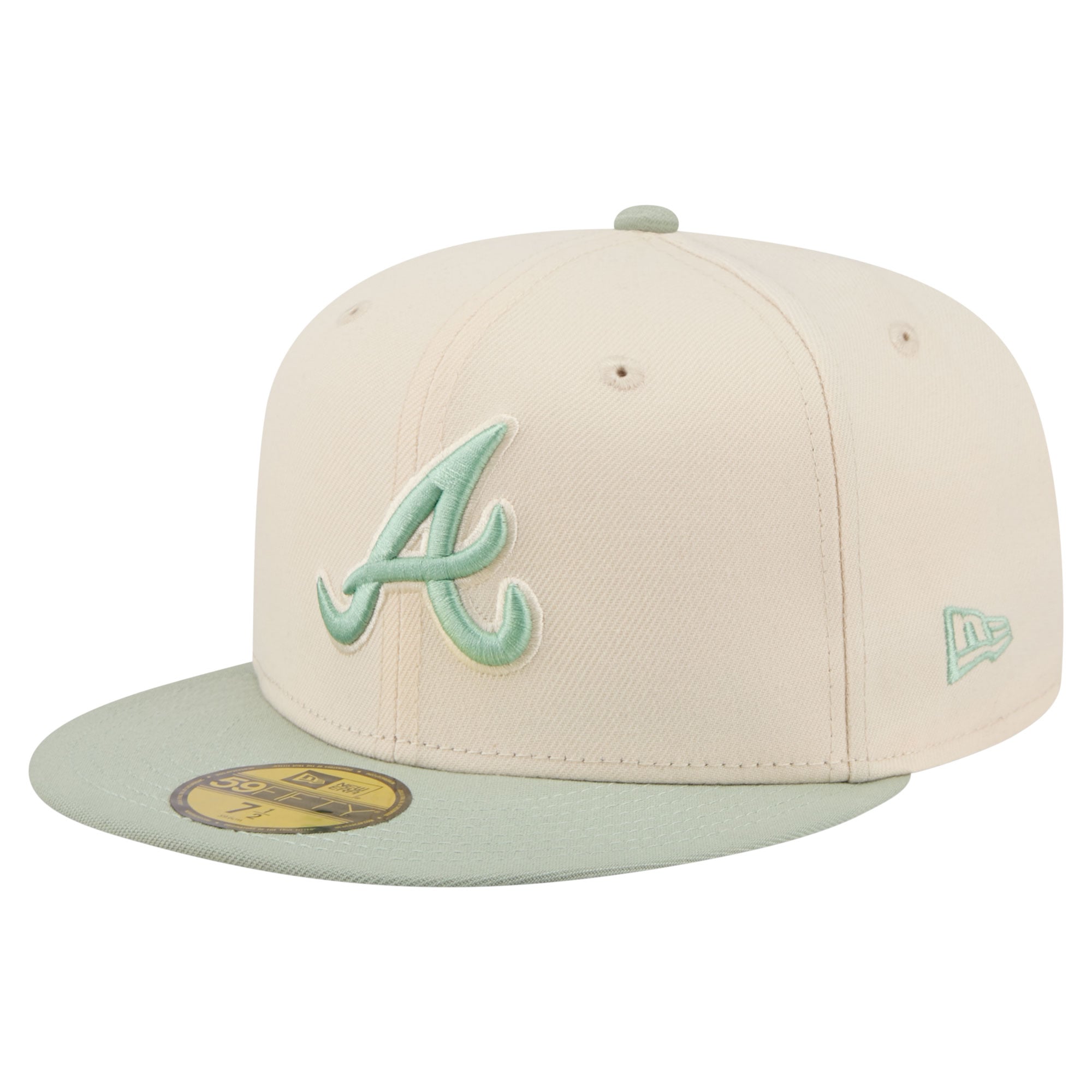 Casquette ajustée New Era crème/verte Atlanta Braves pour homme, modèle 59FIFTY
