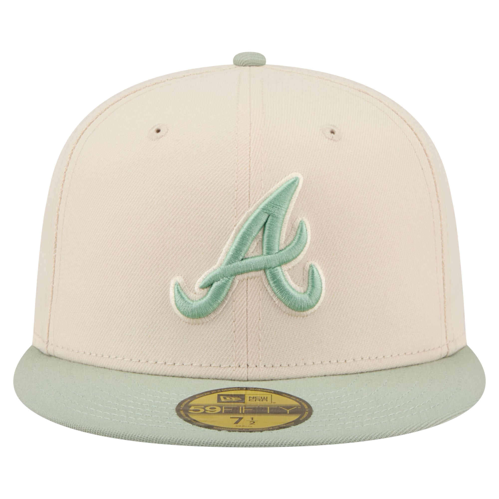 Casquette ajustée New Era crème/verte Atlanta Braves pour homme, modèle 59FIFTY