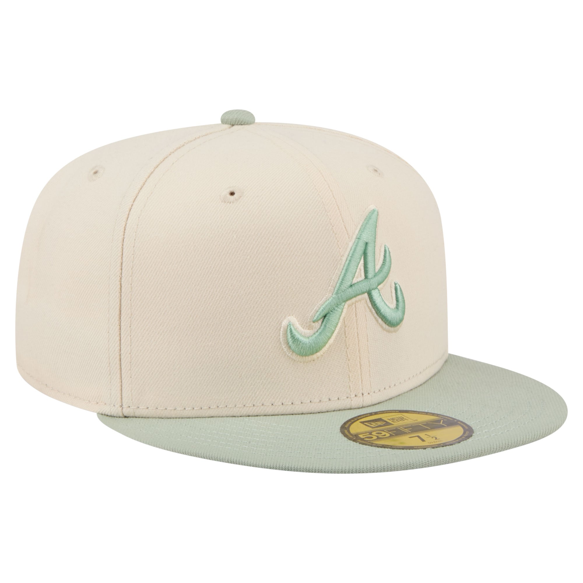 Casquette ajustée New Era crème/verte Atlanta Braves pour homme, modèle 59FIFTY