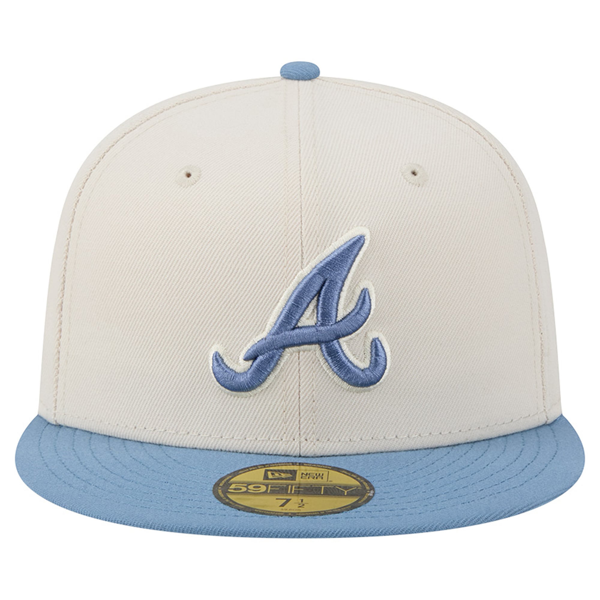 Casquette ajustée New Era Atlanta Braves crème/bleu clair pour homme (modèle 59FIFTY)