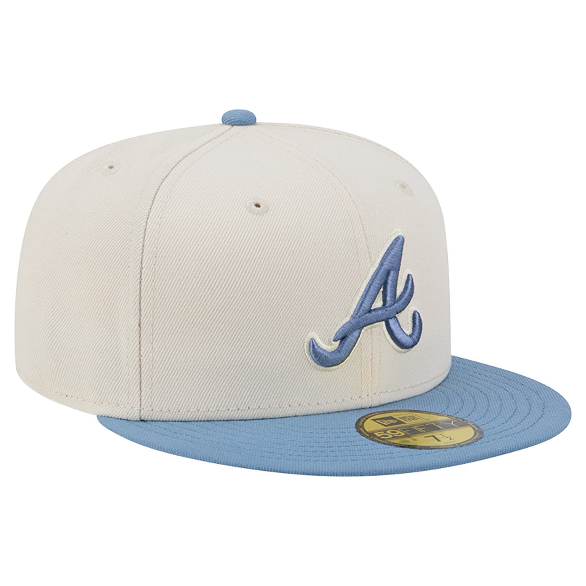 Casquette ajustée New Era Atlanta Braves crème/bleu clair pour homme (modèle 59FIFTY)