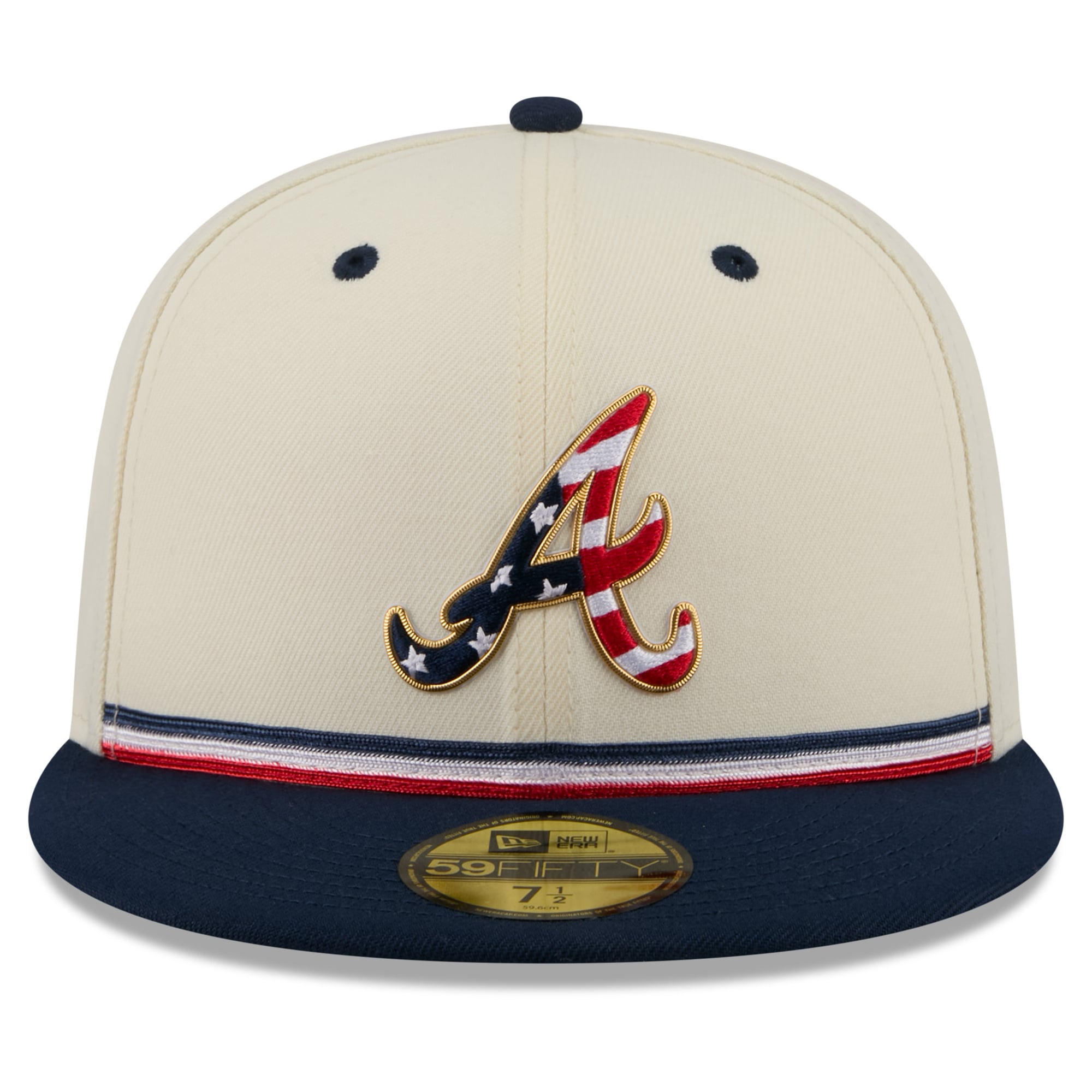 Men's New Era Cream/Navy Atlanta Braves USA 250 Fourth of July 59FIFTY Fitted Hat