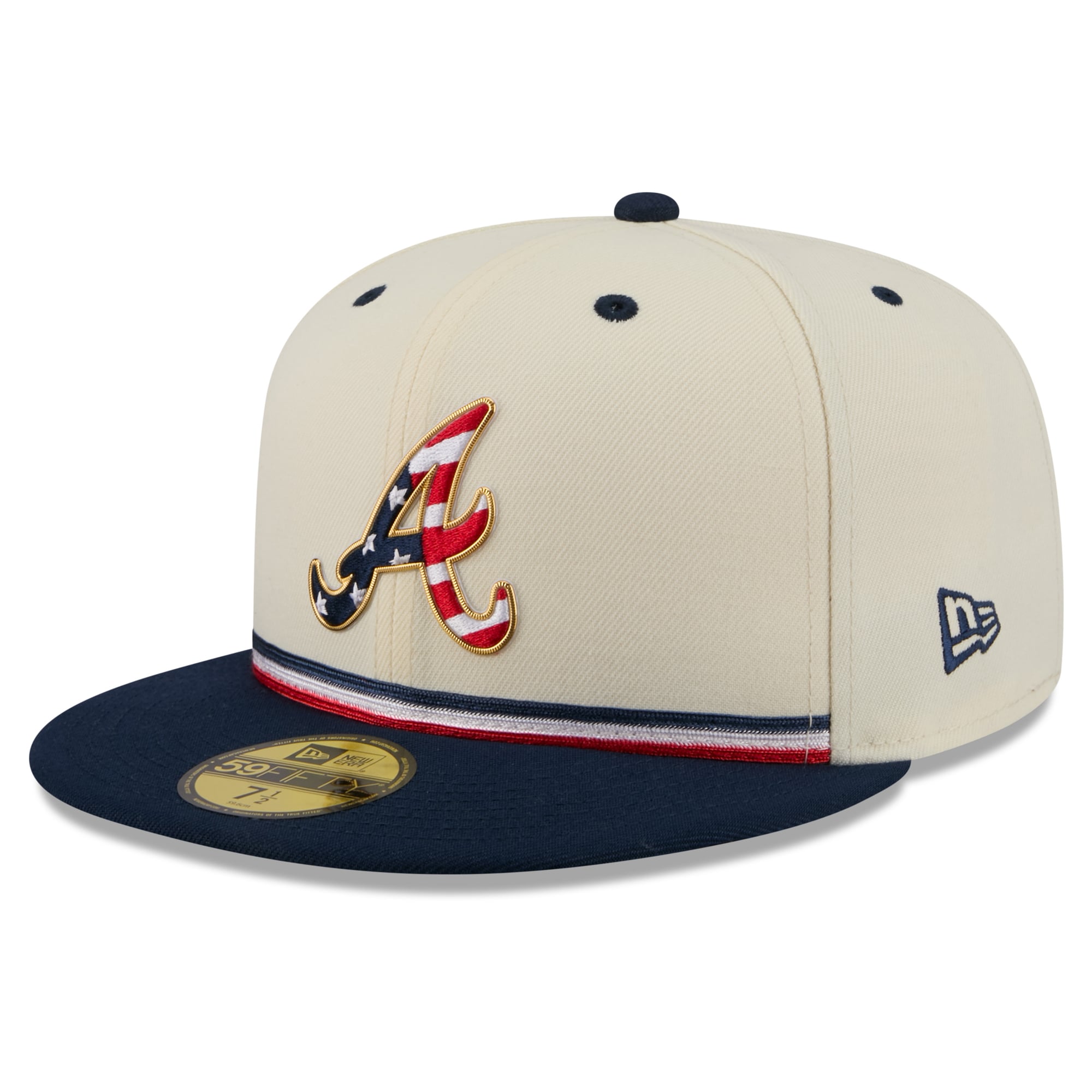 Men's New Era Cream/Navy Atlanta Braves USA 250 Fourth of July 59FIFTY Fitted Hat