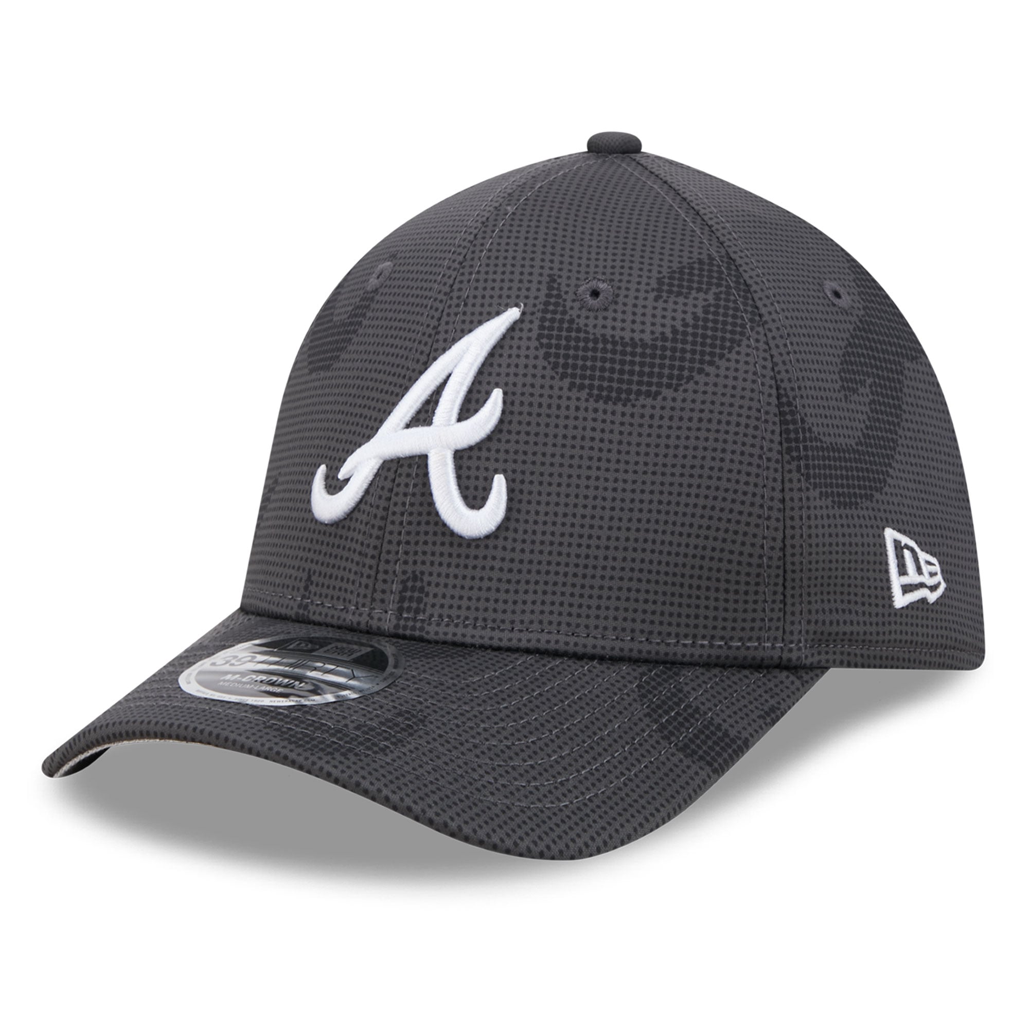 Men's New Era Gray Atlanta Braves Halftone 39THIRTY Flex Hat
